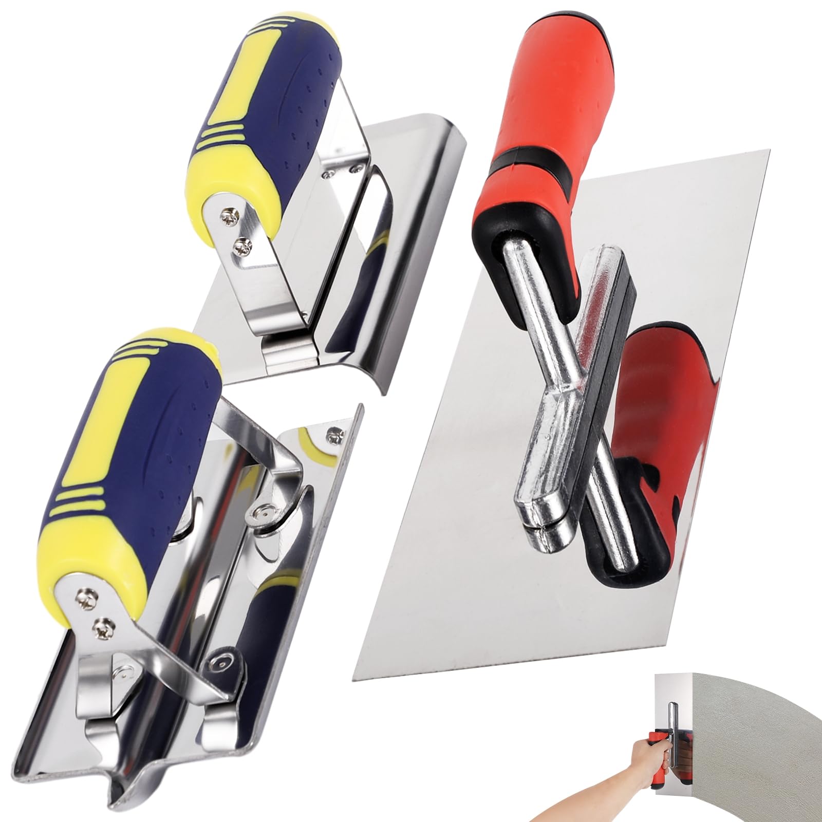 3 Stück Betonkellen Zementmörtel Gips für Geeignet, Betonfugenfräse, Betonschneider, Flachkelle, Edelstahl, rutschfester ergonomischer Griff, Mauerwerk-Veredelungsarbeiten