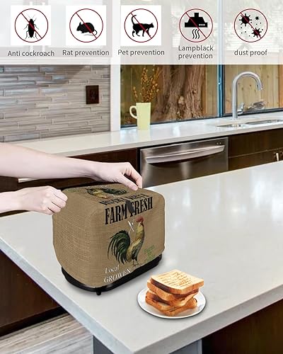 Miniatura 4 de Farm Rooster - Cubierta para tostadora de 2 rebanadas, fundas para electrodomésticos de cocina pequeñas, funda de horno de arpillera rústica con
