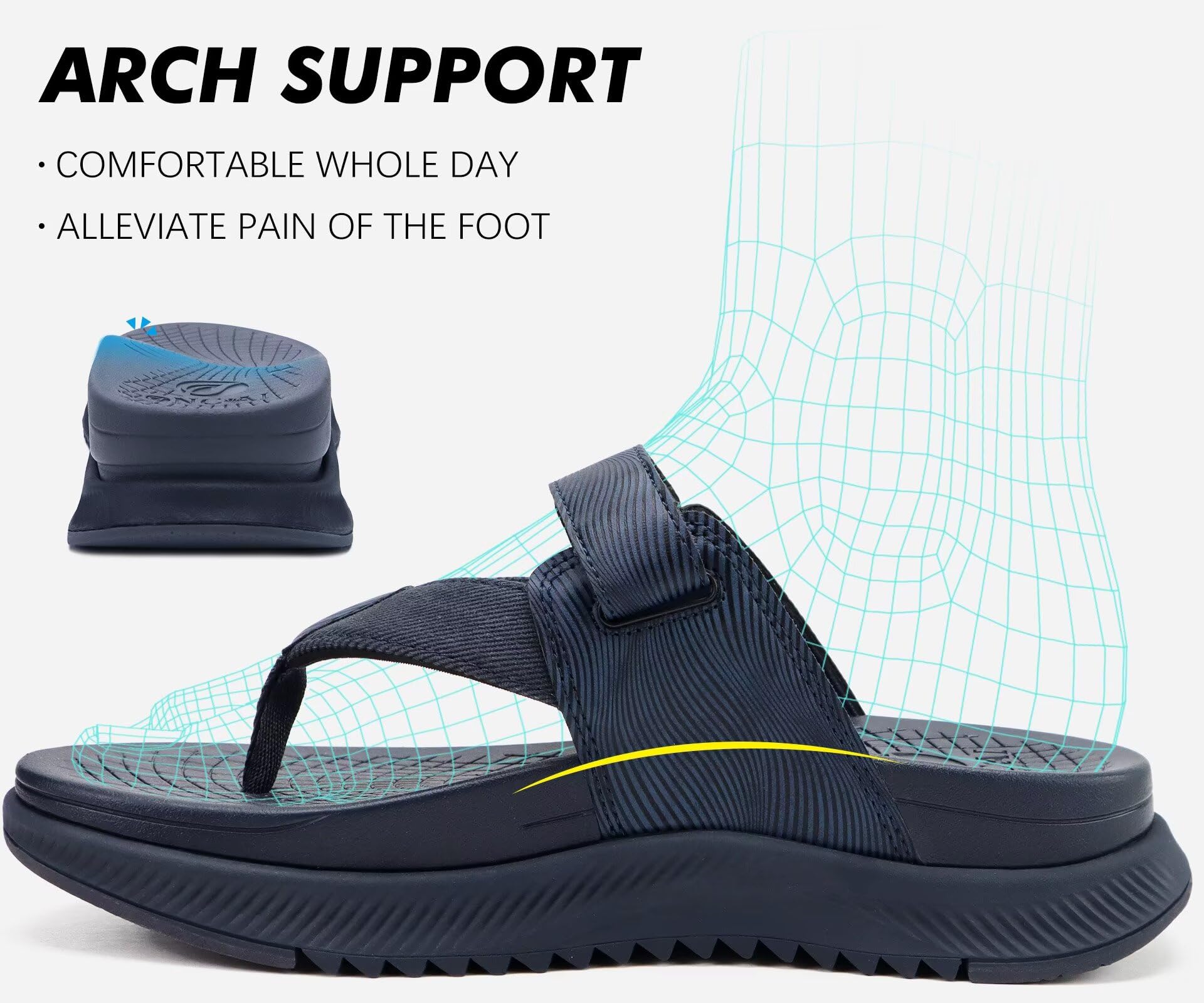ONCAI Mens Ortopedic Flip Flops Sandali da camminare da uomo con supporto arco Sandalo di recupero sportivo per uomo