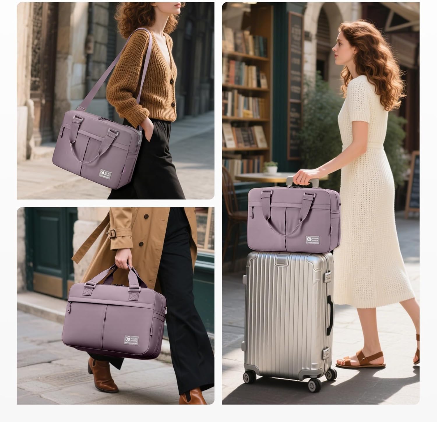 40x30x15cm Personal Item Travel Bag Expandable 40x30x25cm Gym Bag Lightweight Duffle Bag Mens Weekender Bags for Women with Wet Pocket for Overnight Hospital Carry on Bags for Airplanes Purple - Image 2