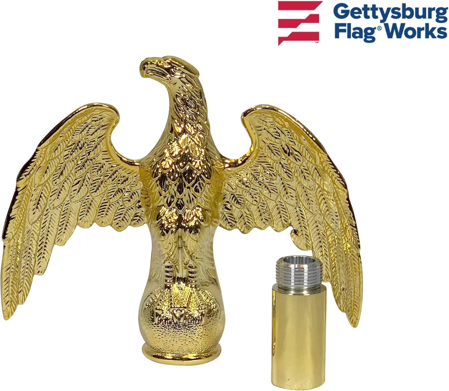 7" Gold Aluminum Perched Eagle for Indoor or Parade Flagpole Finial Topper - for American Flag