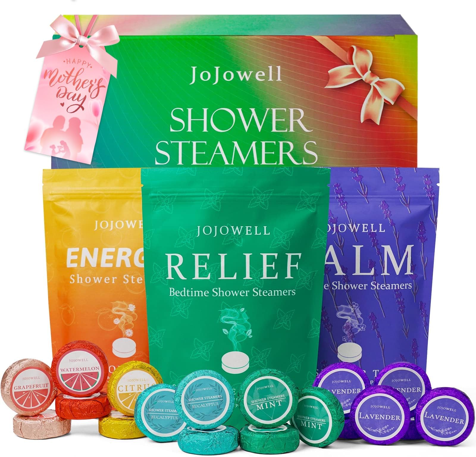 JoJowell Shower Steamers Aromatherapy - 18 Pack Mothers Day Gifts for Mom Wife Grandma from Daughter Son, Birthday Gifts for Women Men Self Care with Natural Essential Oils Relaxation Home SPA