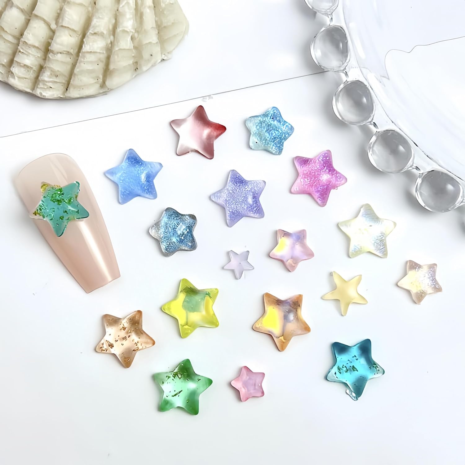 250Pcs Colorful Stars Rhinestones for Nails Crystal Star Nail Charms Multicolor Star Nails Design Rhinestones Resin Star Nail Diamonds Pentagram Nail Jewels for Nail Art Nail Accessories for Women image 5