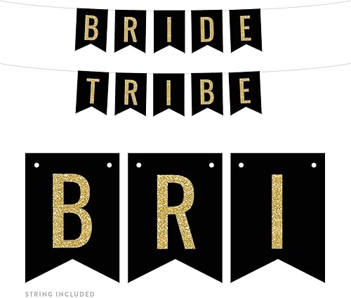 Andaz Press Brillantina dorada sintética sobre decoración negra para despedida de soltera, despedida de soltera, tribu de novia, aproximadamente 5