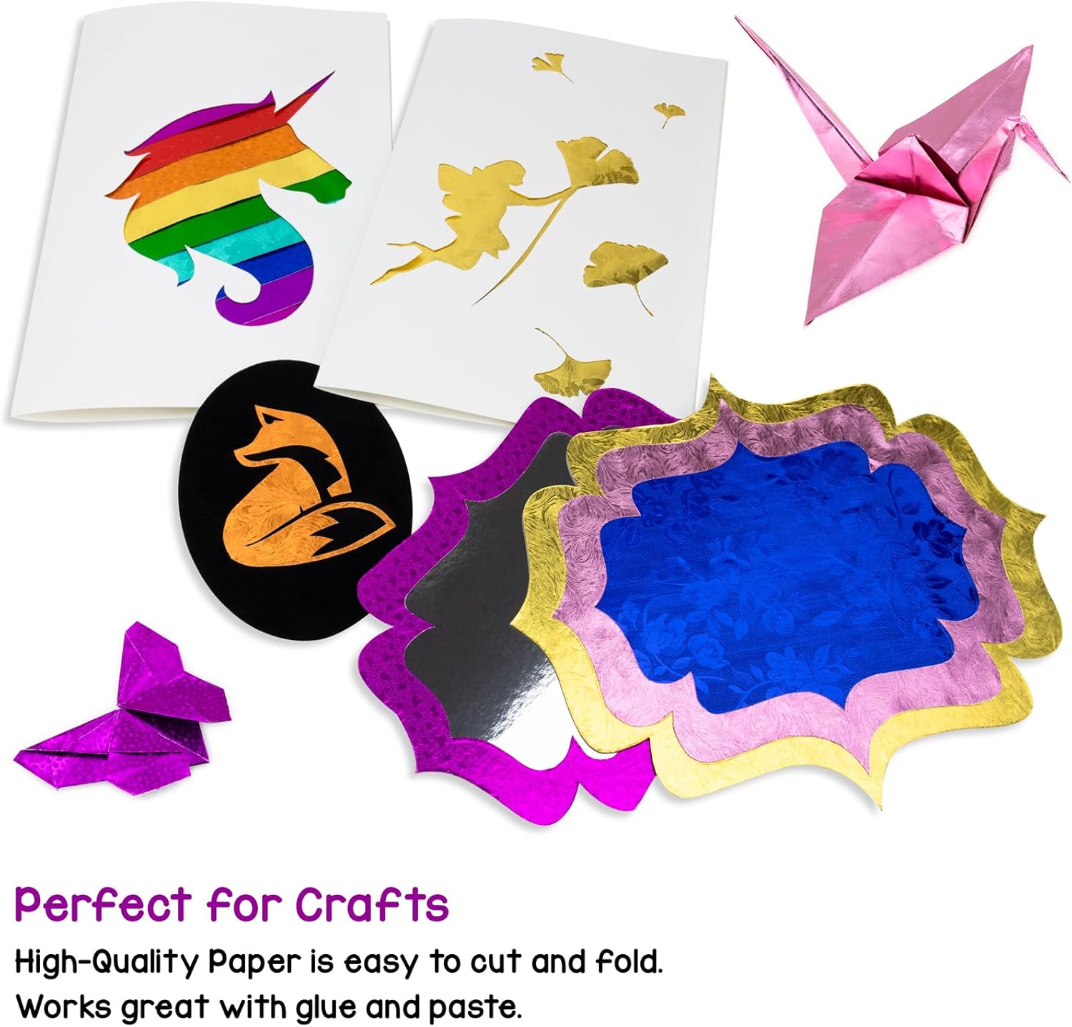 Hygloss Embossed Metallic Foil Paper - 80 Sheets Assorted Colors Shiny Papers - 8.5x11 Inches - Ideal Foil Papers for Crafts - Shiny Craft Paper Sheets