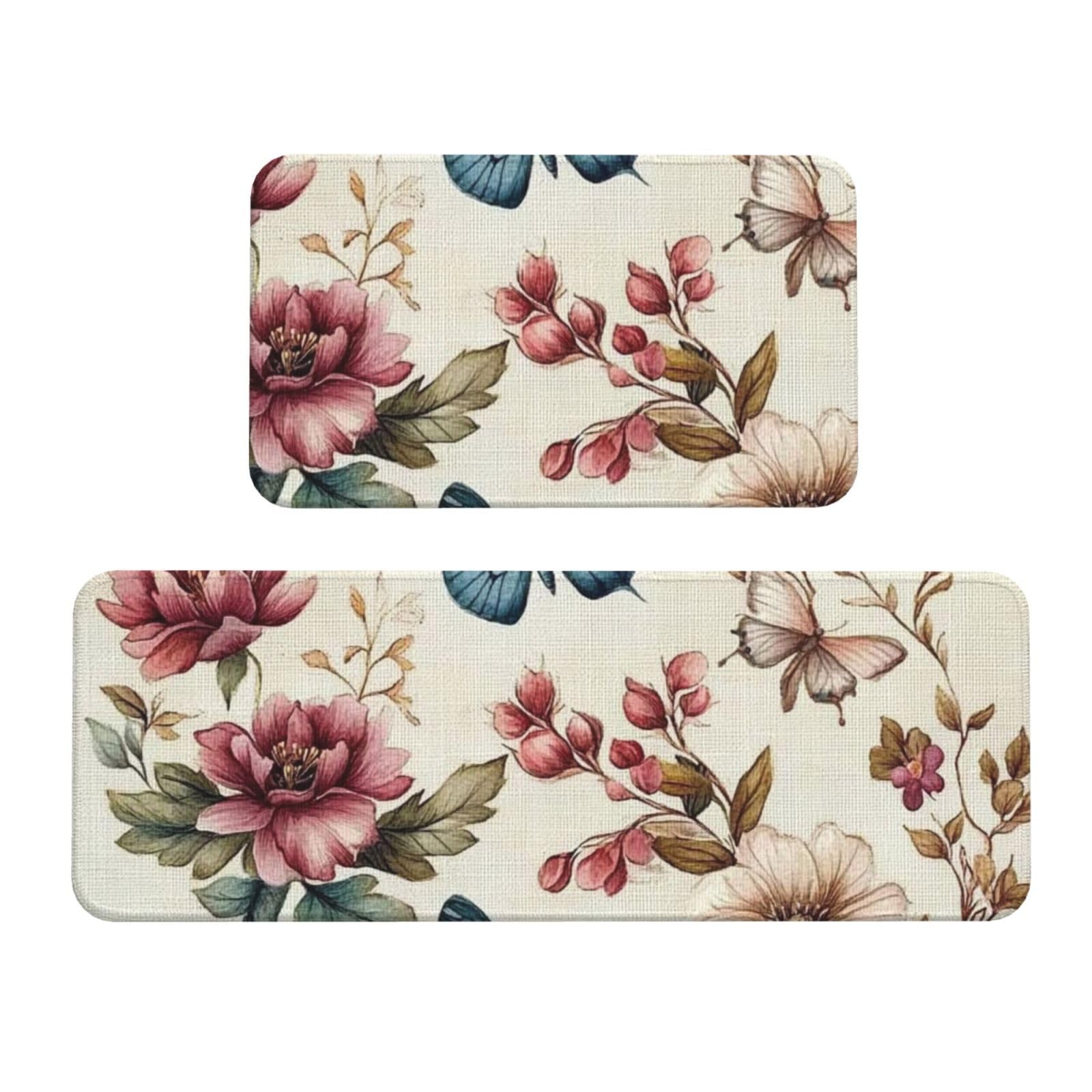 Tapetes de cocina acolchados estilo vintage con mariposas para transformar tu hogar con confort 1
