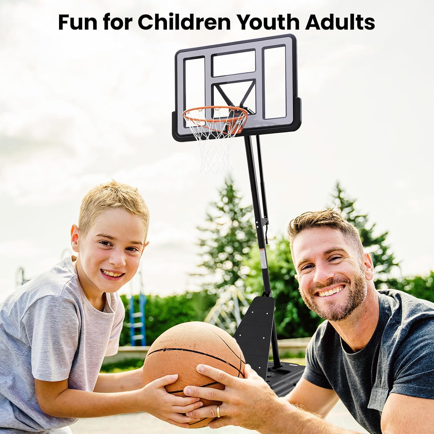 BACKYARD BLITZ Basketball Hoop,44&48in Backboard Portable Basketball Goal System, 10FT Hand-Crank Adjustable Basketball Hoop Outdoor