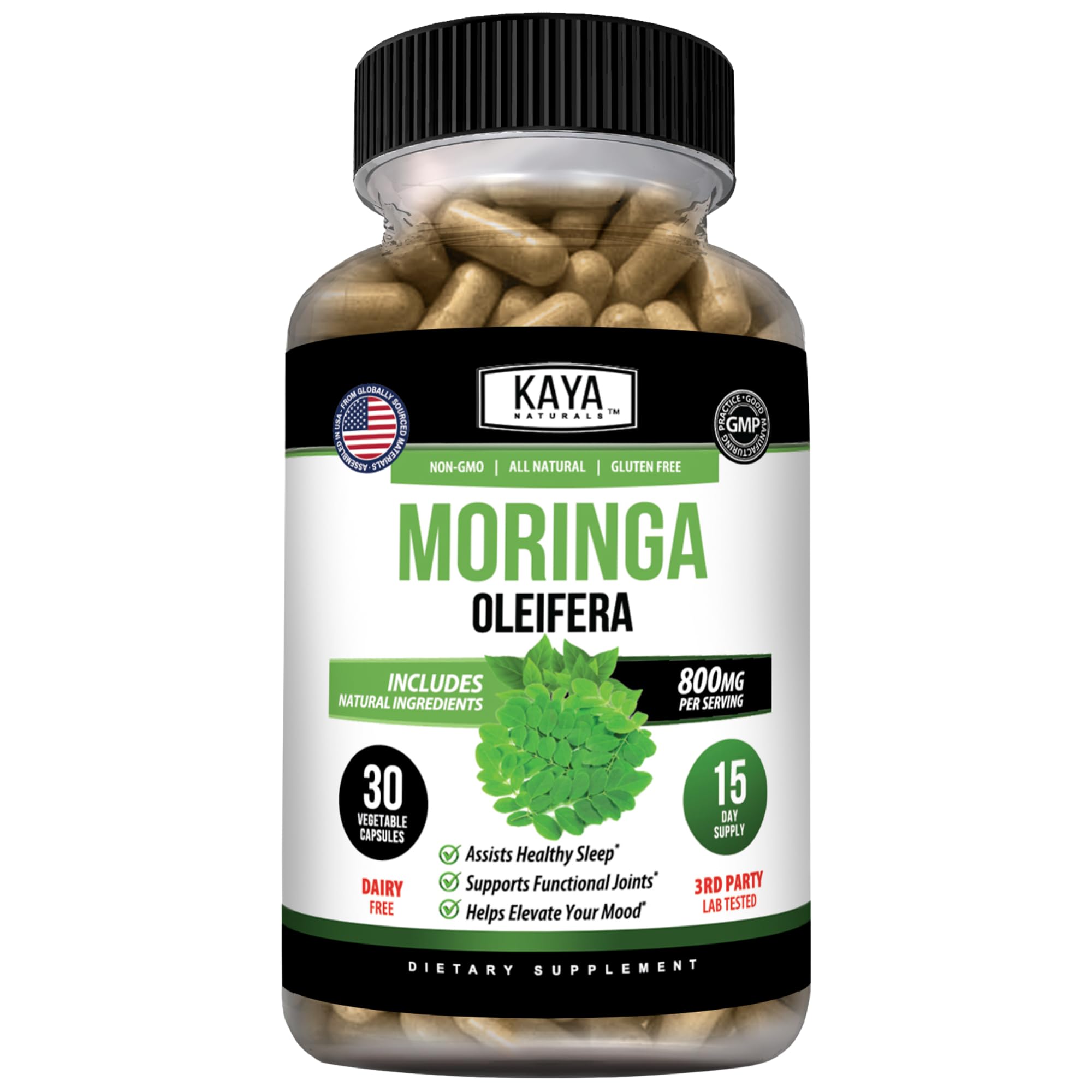 Kaya Naturals Moringa Oleifera Capsules, Moringa Supplement 30 Count 30 Count (Pack of 1)