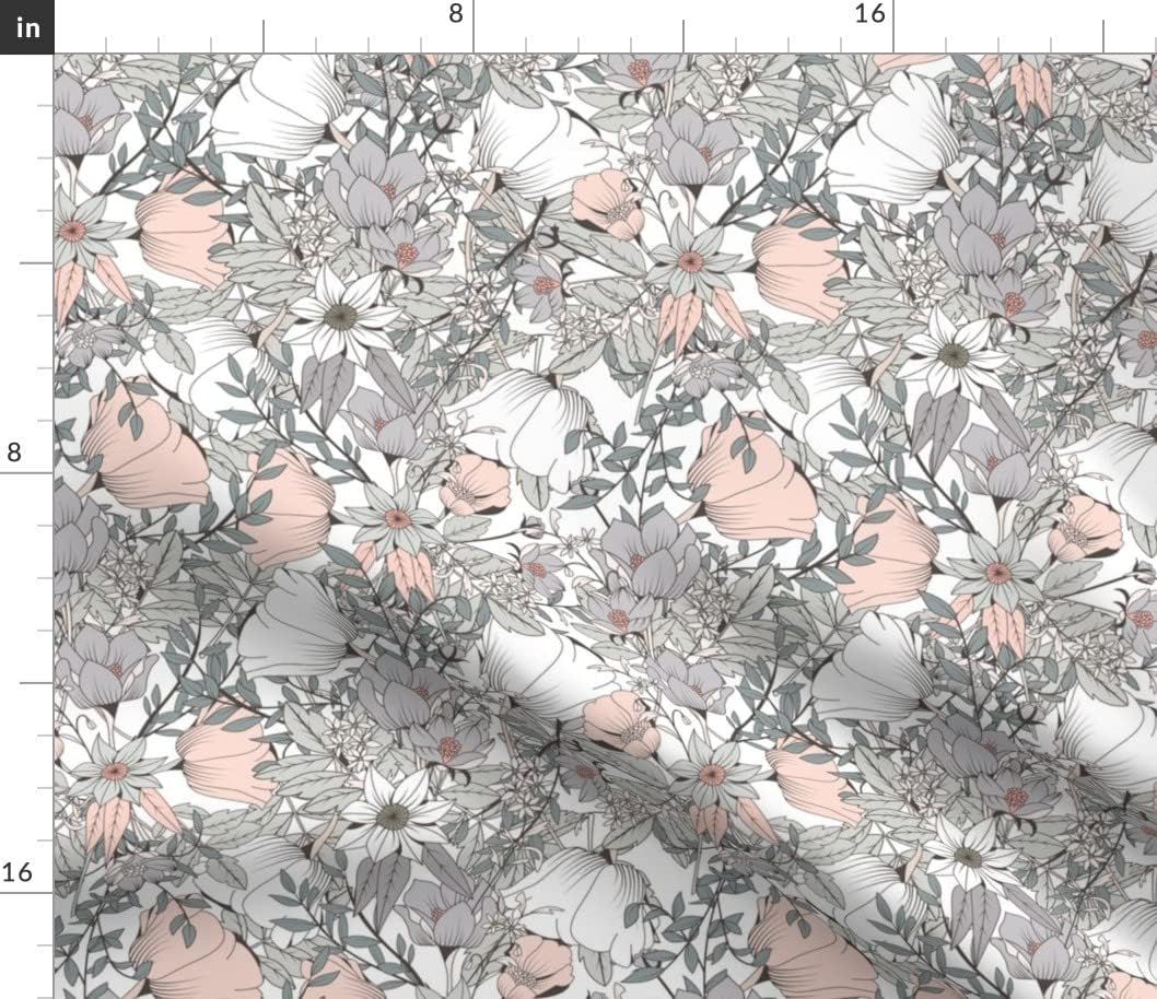 Spoonflower Fabric - Botanical Pattern Colorful Flowers Garden Floral Vibrant Colors Printed on Petal Signature Cotton Fabric by The Yard - Sewing Quilting Apparel Crafts Decor