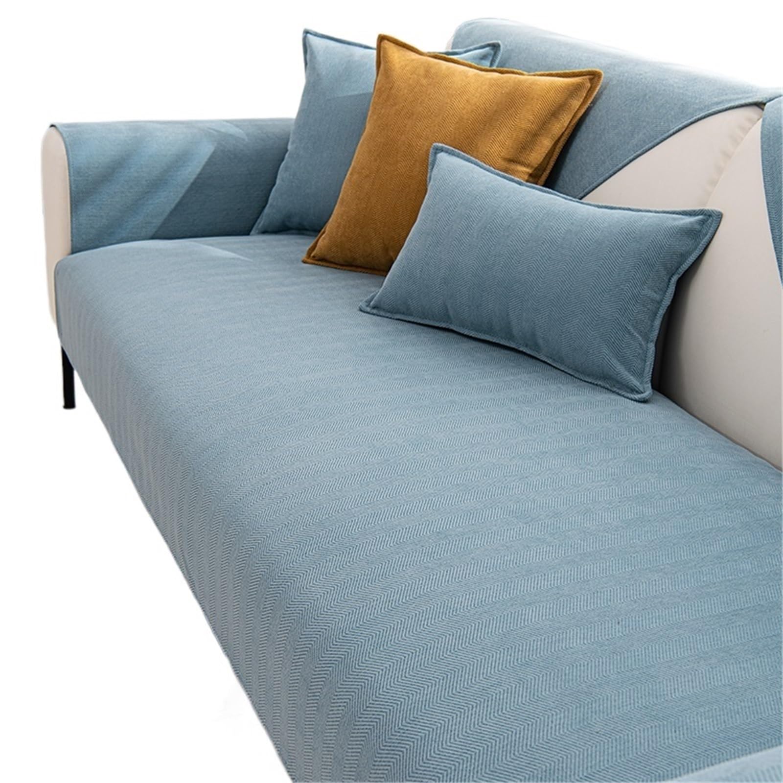 Housse de canapé en chenille haut de gamme durable bleu 110x110 cm