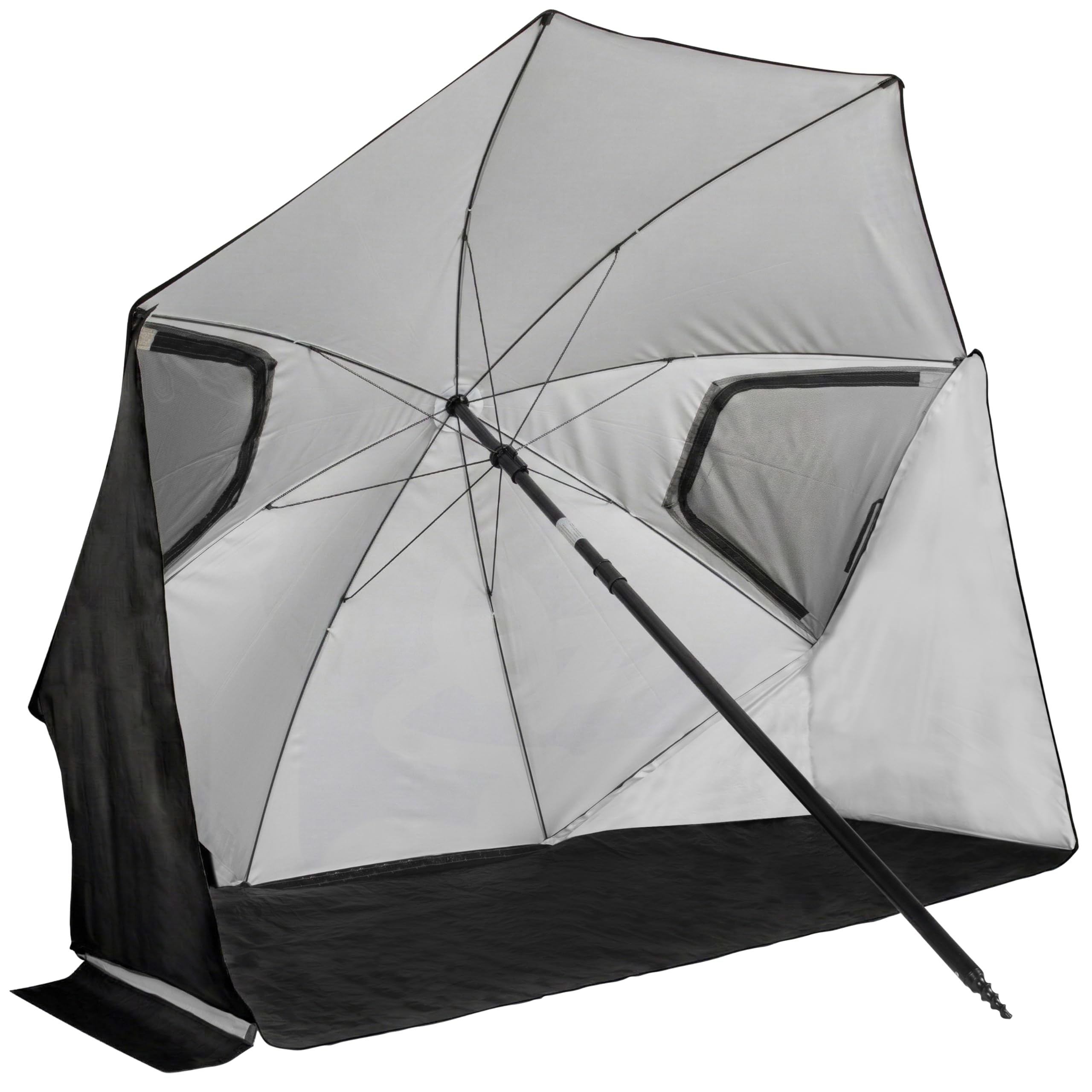 VirtuFit Parasol de plage de qualité supérieure - 200 cm - Noir - Parasol avec protection contre le vent et la tente de plage - Protection solaire UV50+ pour la plage, le camping et le jardin