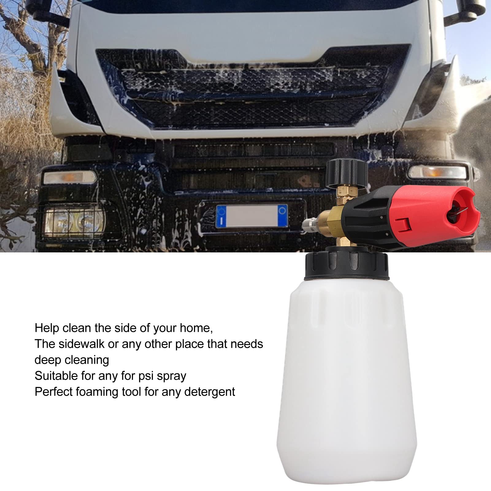 flexman Myjka ciśnieniowa Działko do piany, Pistolet do piany z szeroką szyjką i regulowaną dyszą z szybkozłączką 1/4, Dozownik piany w sprayu 8 stóp do pralki Pompa myjni