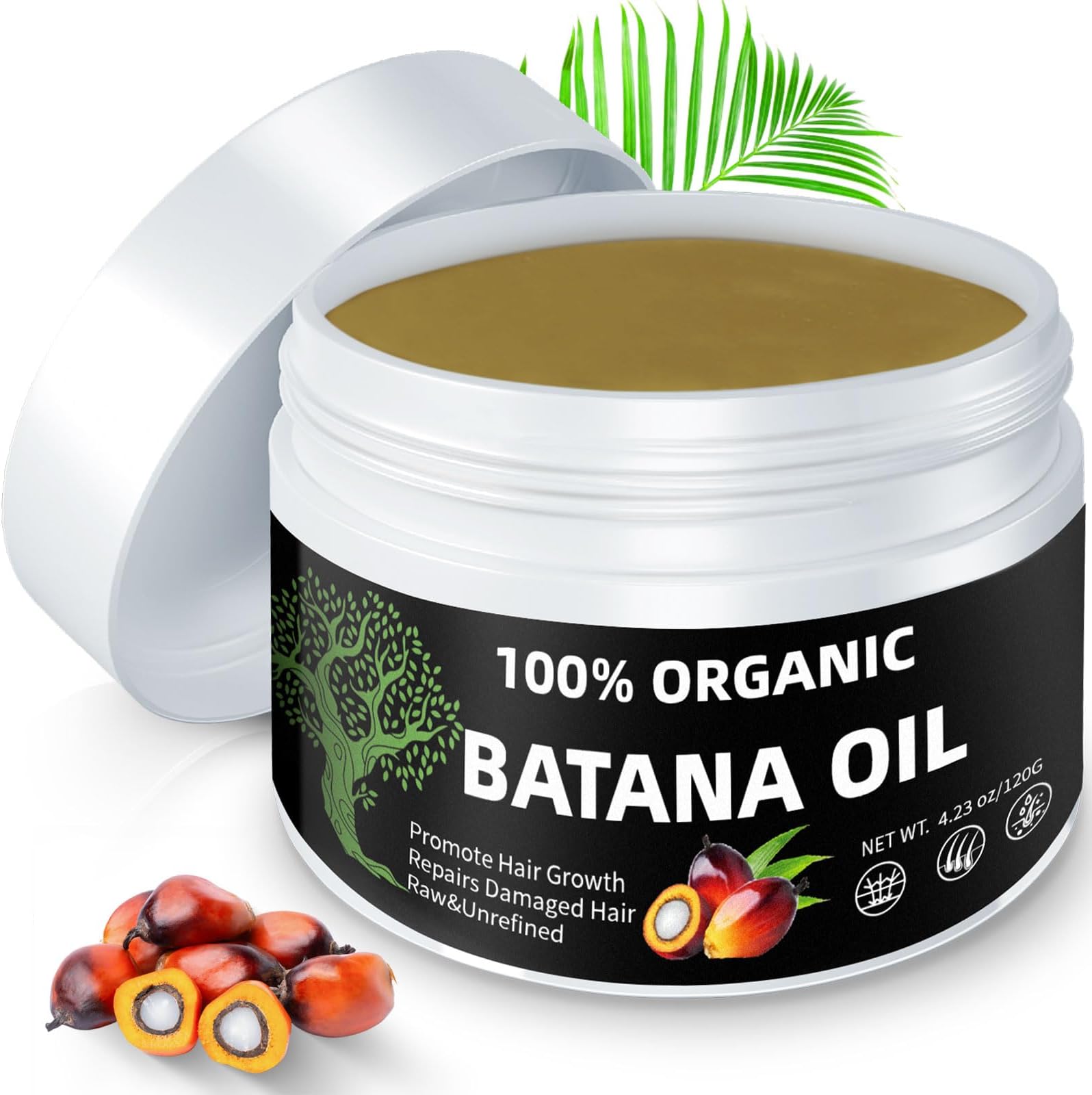 Batana Oil for Hair Growth, 100% Natural Pure Unrefined Organic Batana Oil from Honduras, Prevent Hair Loss, Enhance Thickness & Eliminate Split Ends for Men & Women 4.23 Fl Oz