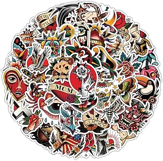 57PCS Vintage Graffiti Tattoo Stickers Packs for Adults Mens Teens, Retr...