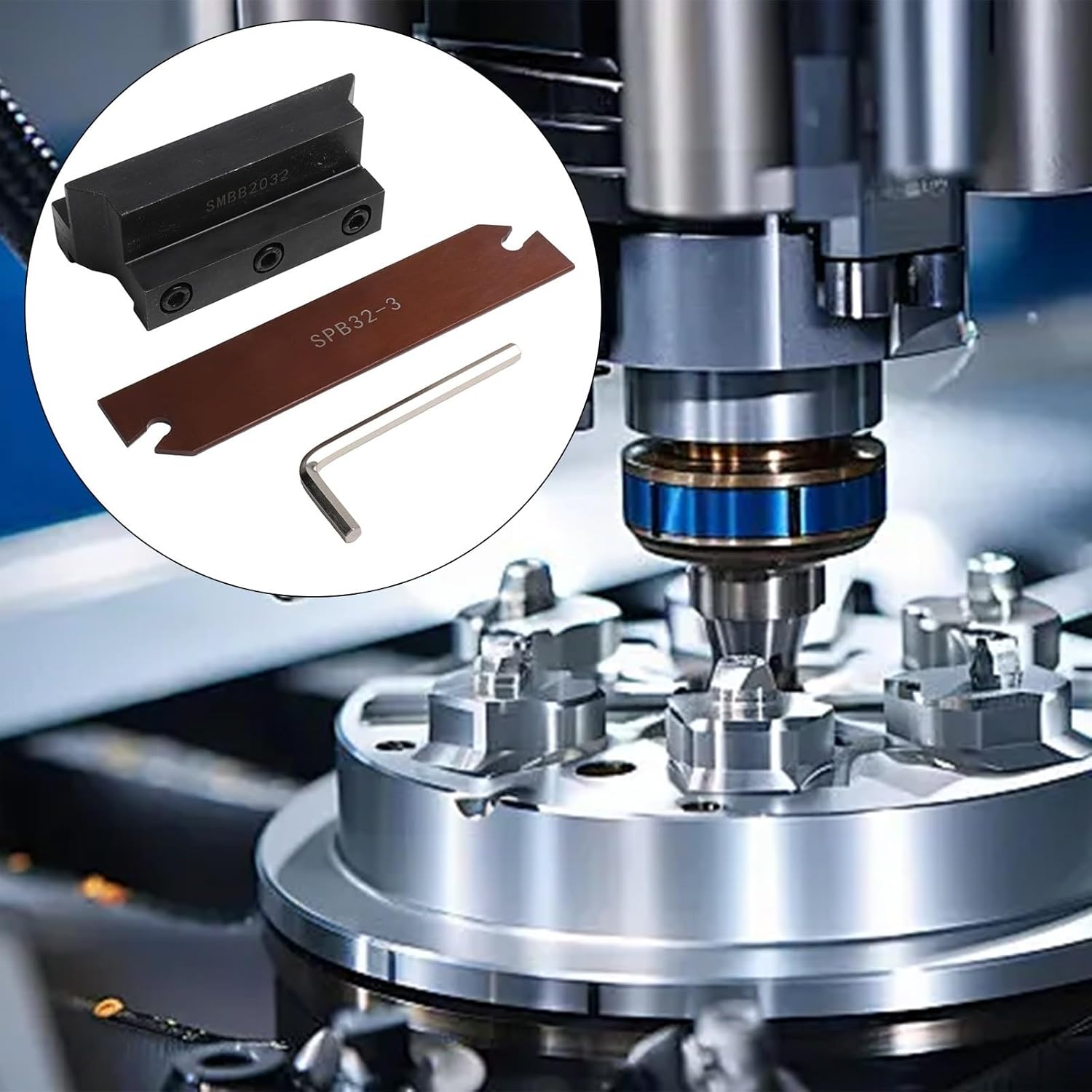 SMBB2032 CNC Cutting Tool Holder With SPB332 Blade, 20Mm Clamp Height, 32Mm Blade Height, Metal Lathe Cutting Blade Holder Set For Milling Operations, Grooving Blade Tool