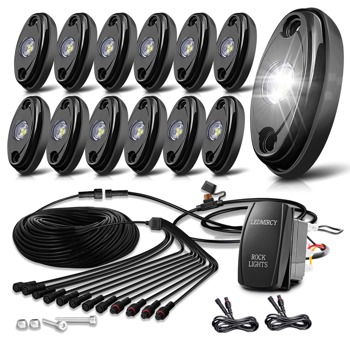 LEDMIRCY R1 Pure White LED Rock Lights Kit
