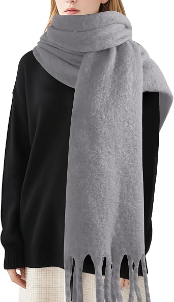 Premillow Womens Mohair Scarf, Cashmere Feel Winter Wrap, Soft Solid Color