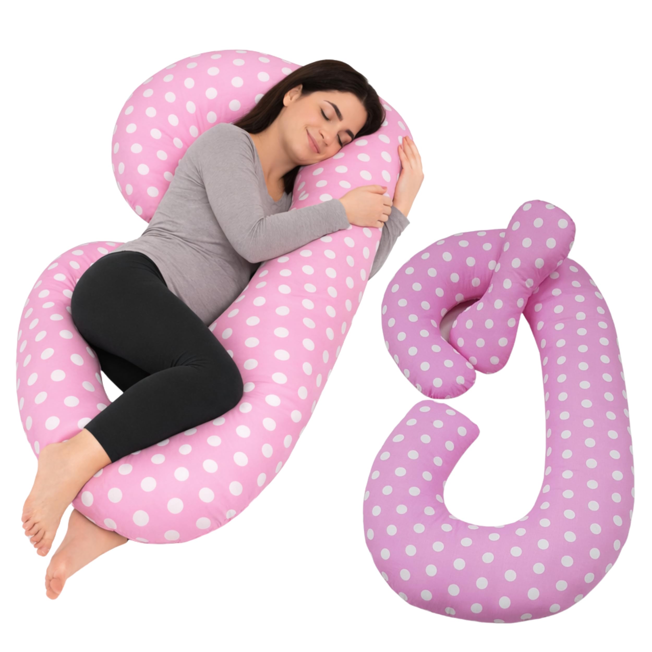Odolplusz Poduszka ciążowa w kształcie litery C z poszewką | Ergonomiczna poduszka do karmienia i poduszka do spania na boku 120 cm, poszewka nadająca się do prania, podparcie dla pleców, brzucha i