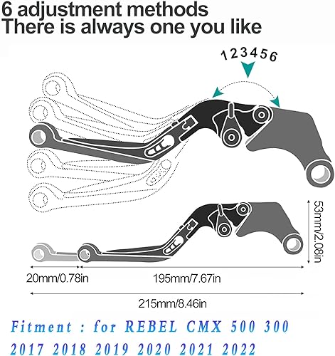 Miniatura 1 de Palancas de freno de embrague ajustables extensibles plegables para motocicleta CMX 500 CMX300 Rebel Rebel 2017-2022 (negro)