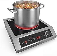 SUNVIVIPRO 1800W Commercial Induction Cooktop - Pro Countertop Burner, 10 Power & Temp Levels, Timer, LED Display, Black