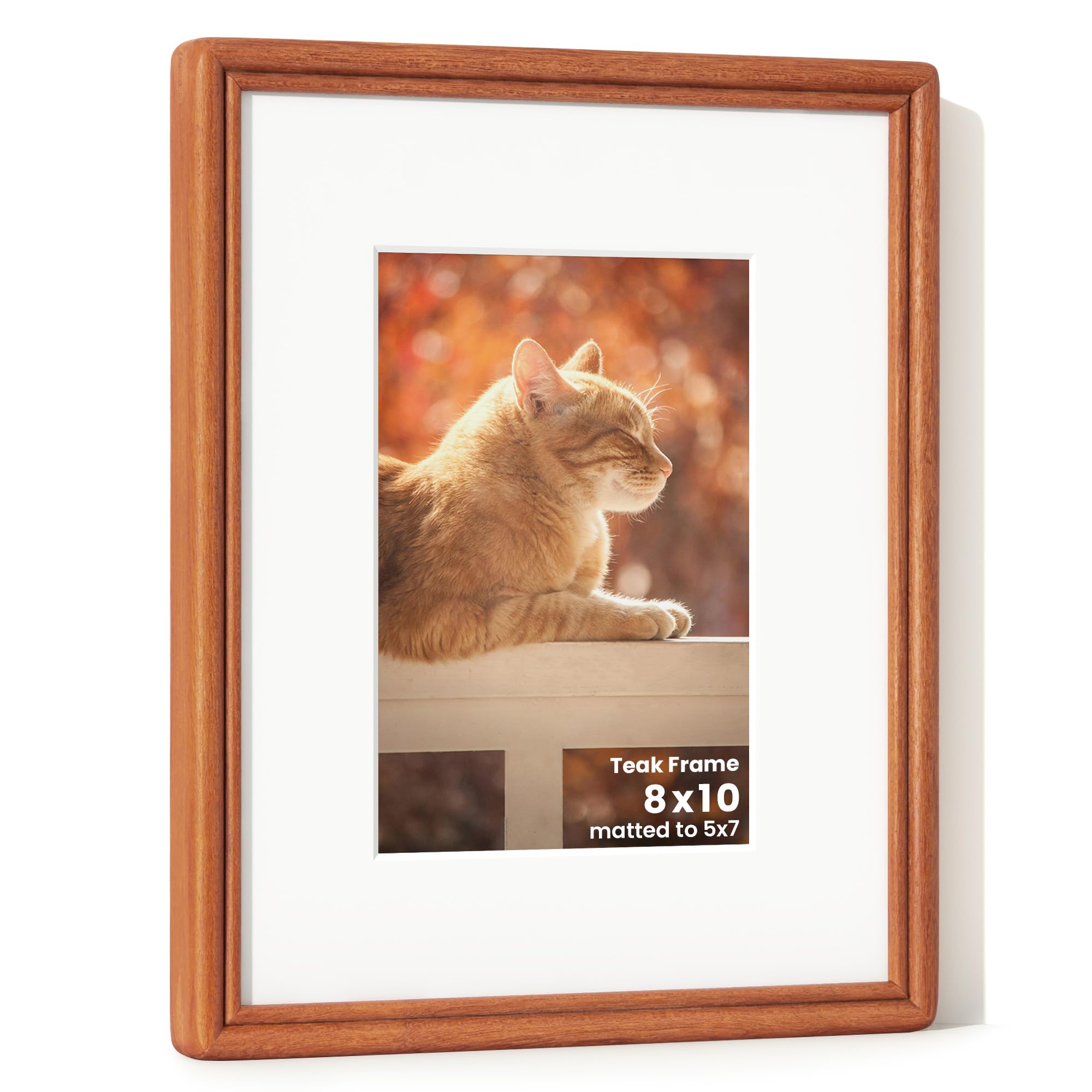 8x10 Picture Frame, Natural Solid Teak Wood Photo Frame|HD-Tempered Glass — image 1