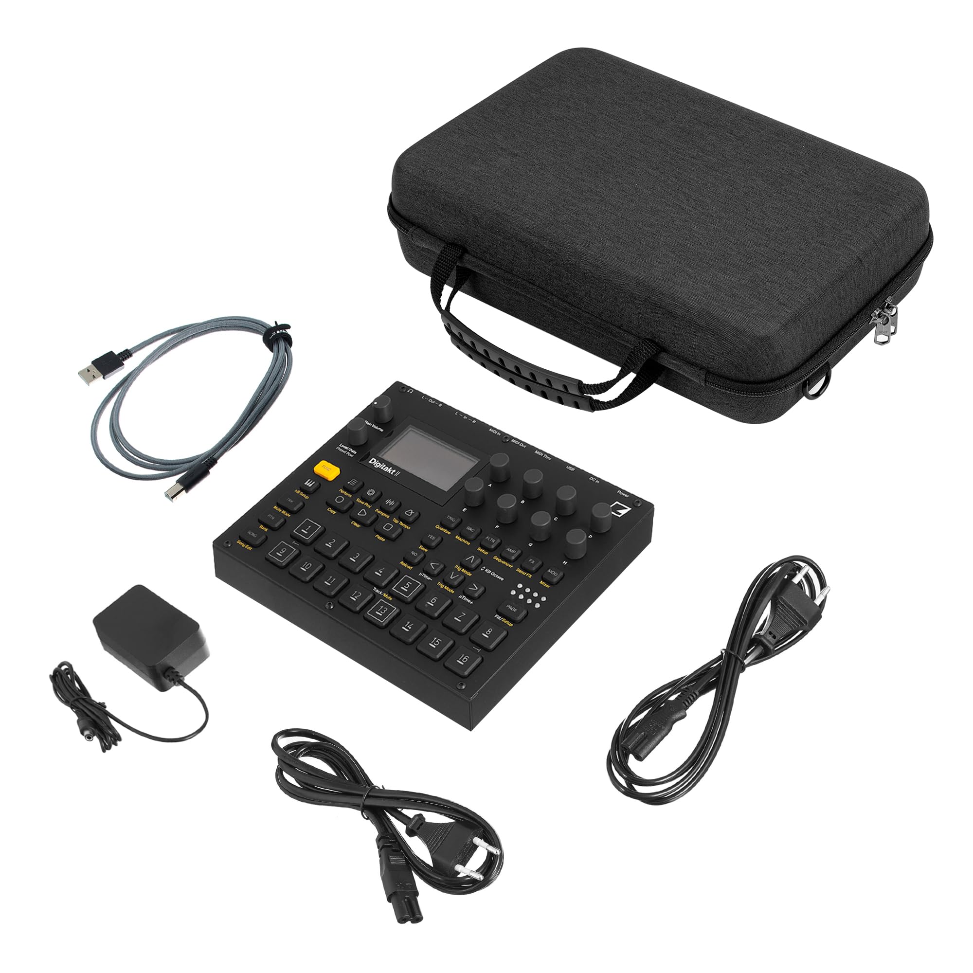 Geekria Custodia rigida da viaggio, compatibile con Elektron Digitakt II/Digitone II/Syntakt 12 / Analog Heat MKII, borsa per il trasporto di sampler audio (grigio scuro)
