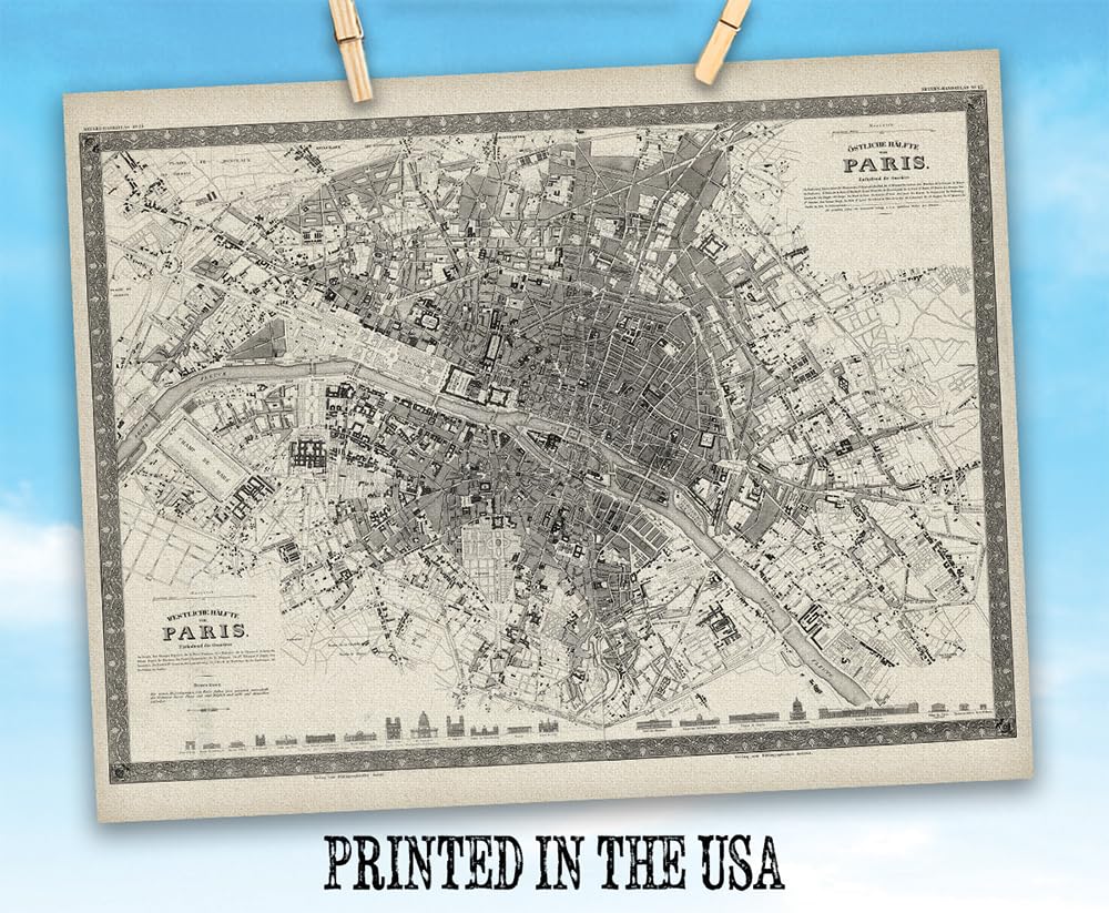 Amazon.com: Vintage 1844 Paris France Map 16x20 Unframed Poster