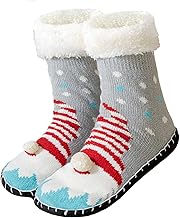 Caudblor Femmes Chaussettes Pantoufle Anti-glissement Chaudes Chaussettes d'hiver épais Hüttenocken 36-40