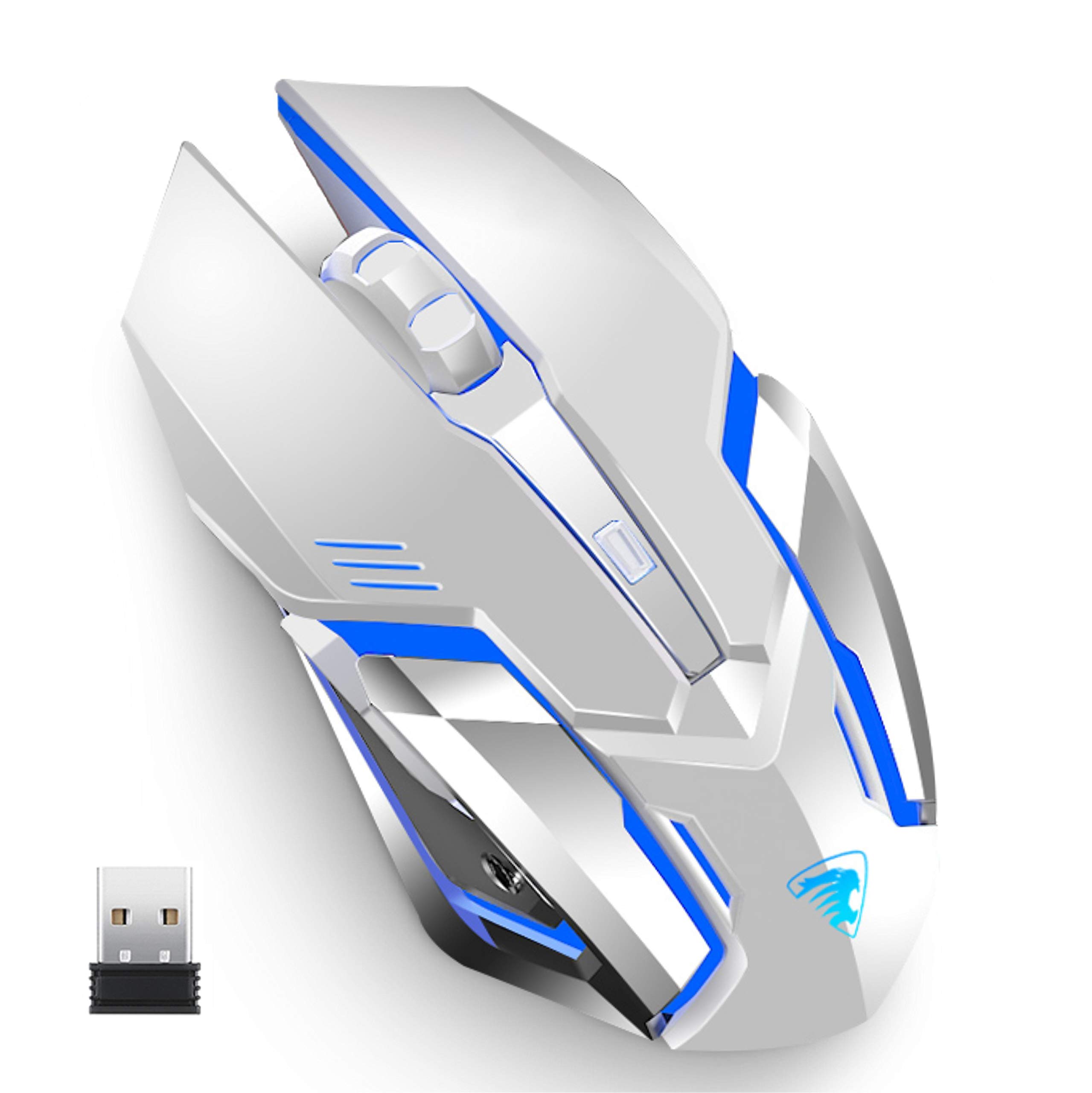 Uciefy X96 Wireless Gaming Mouse, Rechargeable Silent Mouse 4 Breathing Led Light Optical Mice with Nano USB Receiver, 320...