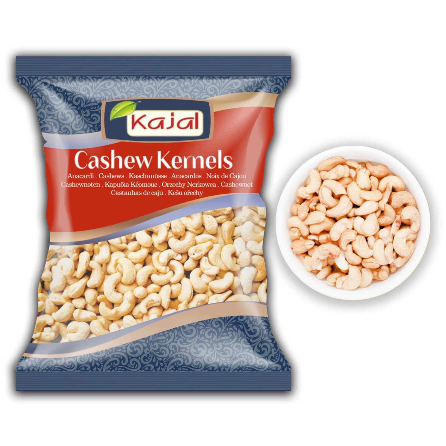 Kajal rohe Cashewnüsse gebrochen, Großverpackung 22,68 kg, naturbelassen, ungesalzen, ungeröstet, völlig ungeschwefelt und 100% unbehandelt, ganze Cashewnüsse aus kontrolliertem Anbau.