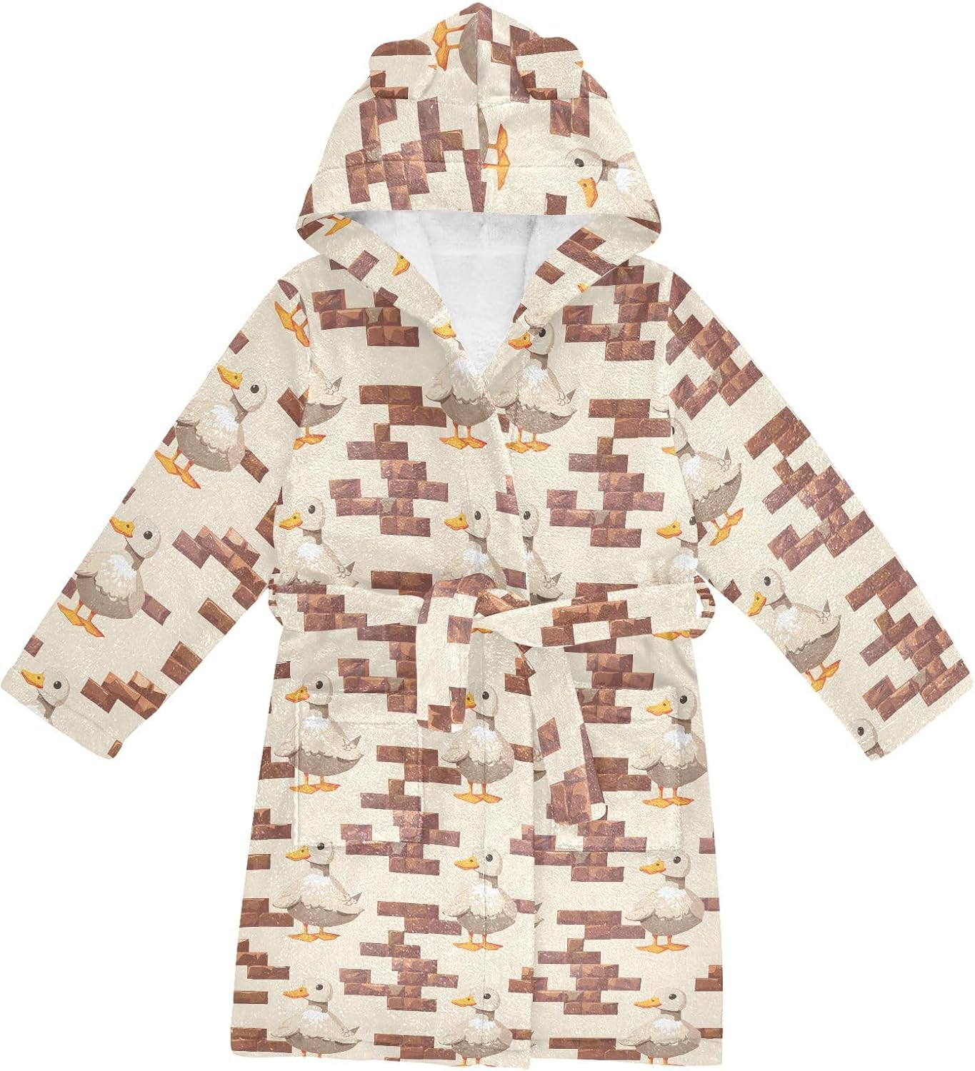 senya Duck and Wall Toddler Hooded Bathrobe Kids Soft Plush Bath Towel Robes for Boys Girls 2-12 Years
