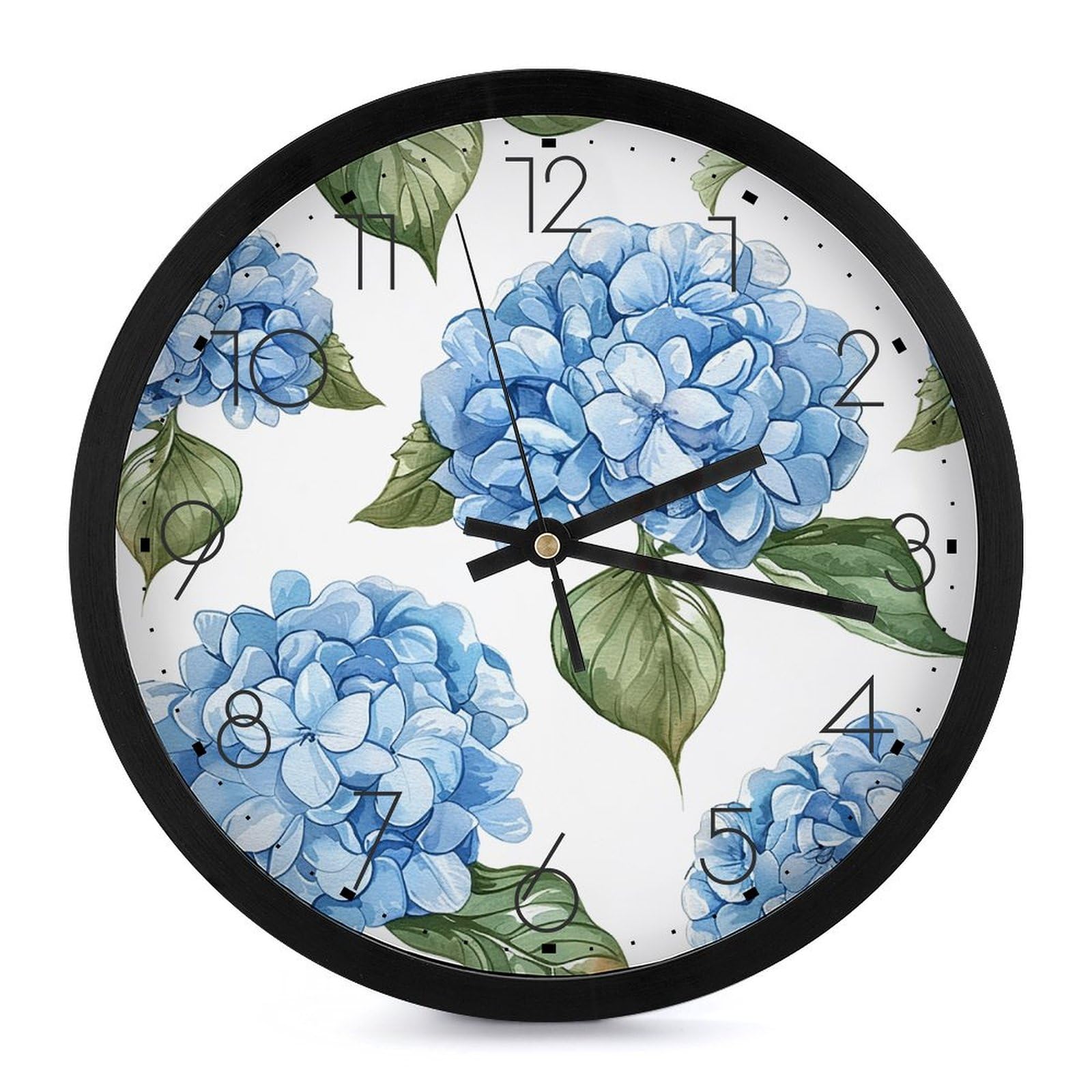 Horloge murale silencieuse sans tic-tac avec motif floral moderne fonctionne à piles