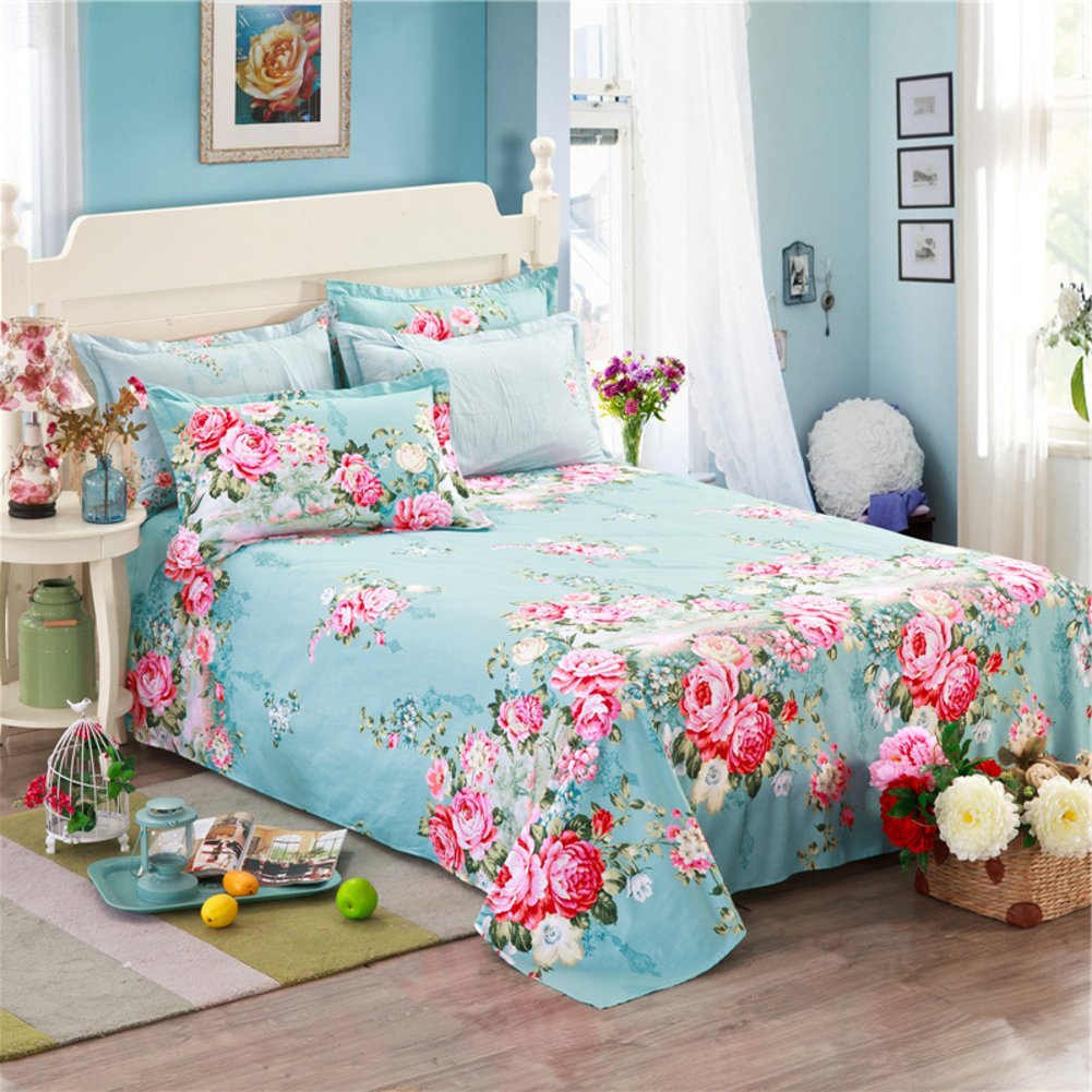 Drap de coton robuste anti-froissement lit double motif cartoon moderne