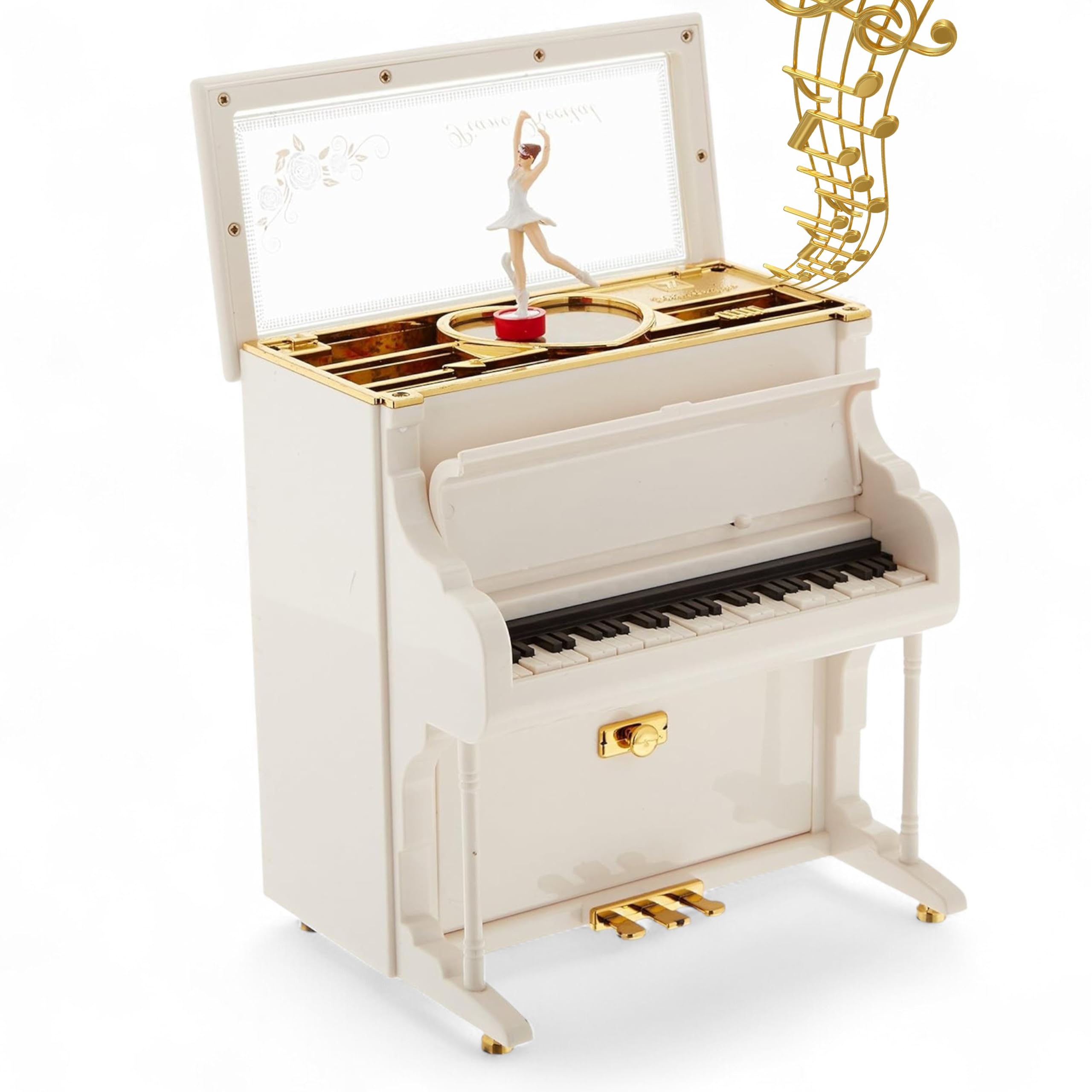 Sajawa Classical Mini Piano Musical Jewelry Box Toy for Home Decor-Birthday-Anniversary-Gifting-Doll House Accessories-Desk Decor -Mini Upright Piano with Doll/Dancing Ballerina (H:16|W:15|L:10 CM)-image-18