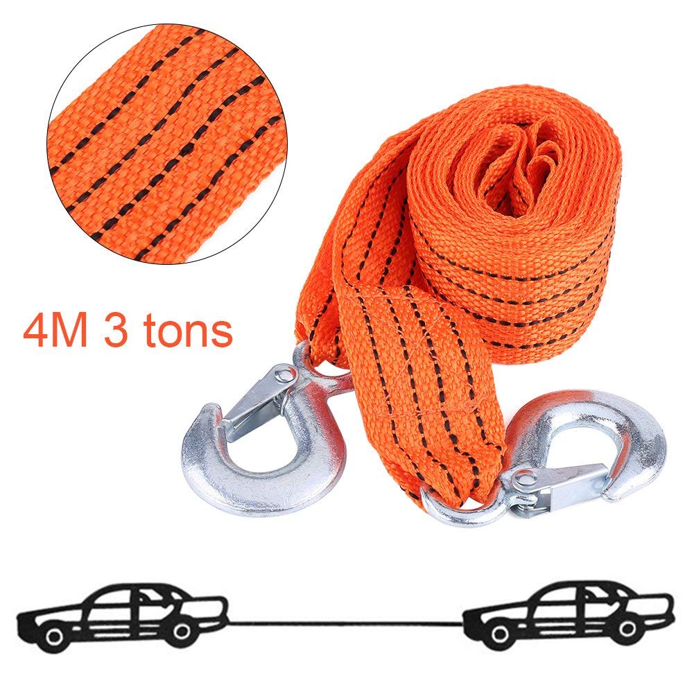 Abschleppring Haken Anhänger Ring Loop, Abschlepphaken, 4 Meter Tragkraft 3 Tonnen Autoanhänger Abschleppseil Gurt Abschleppkabel mit Haken