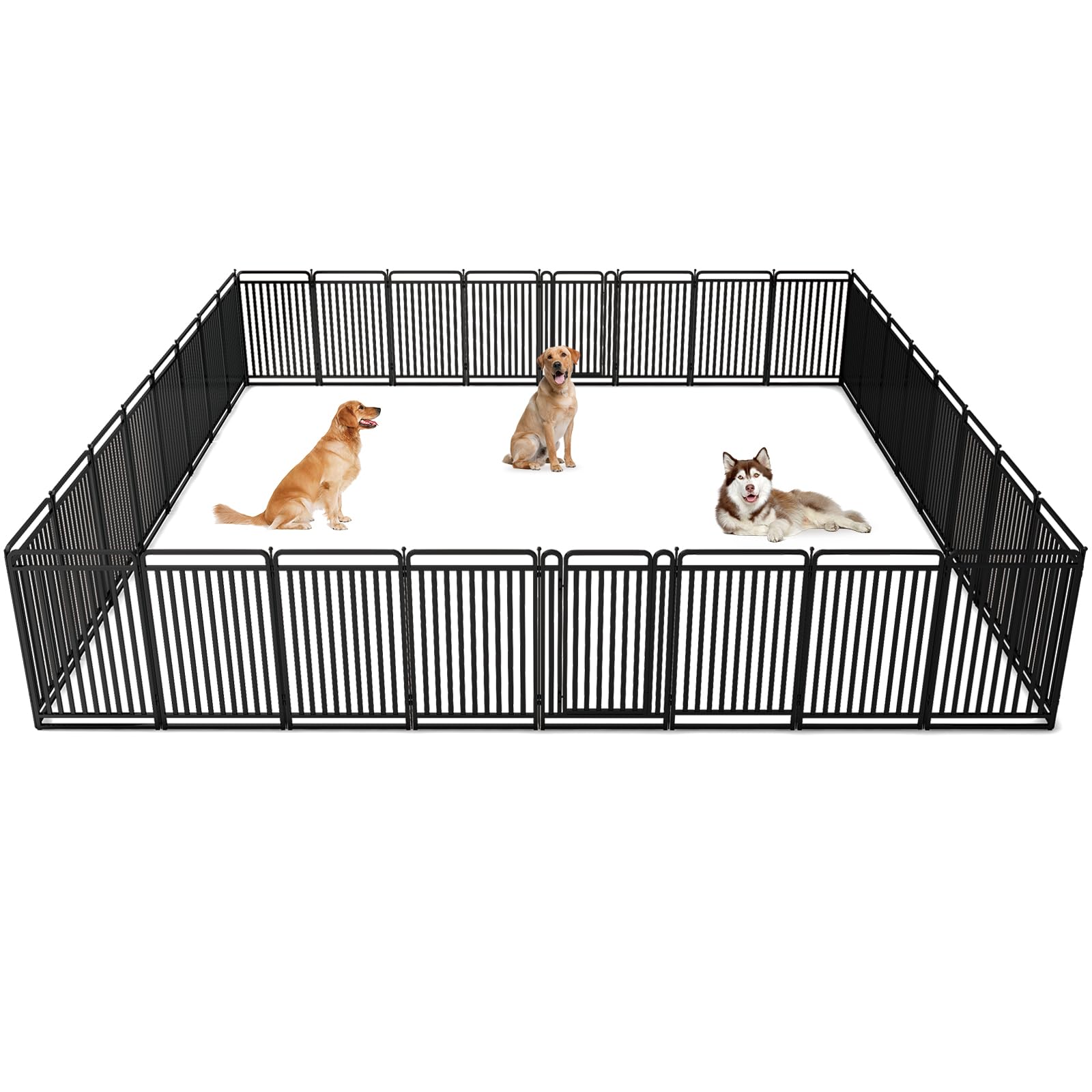 Dog Playpen,Portable Outdoor Dog Fence, Dog Pen Indoor, Dog Playpen for Large/Medium/Small Dogs, Dog Fences for The Yard,with Doors Foldable Metal Dog playpen (40 inch, 32 Panels), Silver