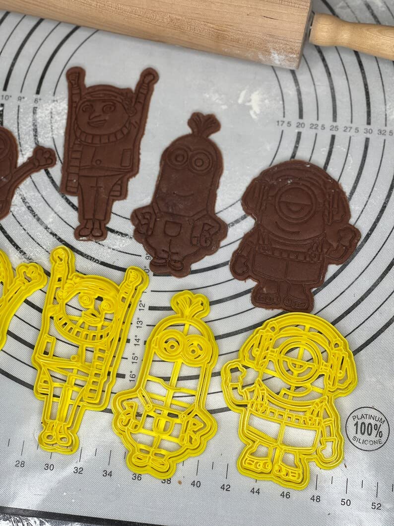 Premium Quality Set of 5 Gru Bob, Kevin, Stuart, Otto Cookie Cutters & Molds, Produced by 3D Kitchen Art