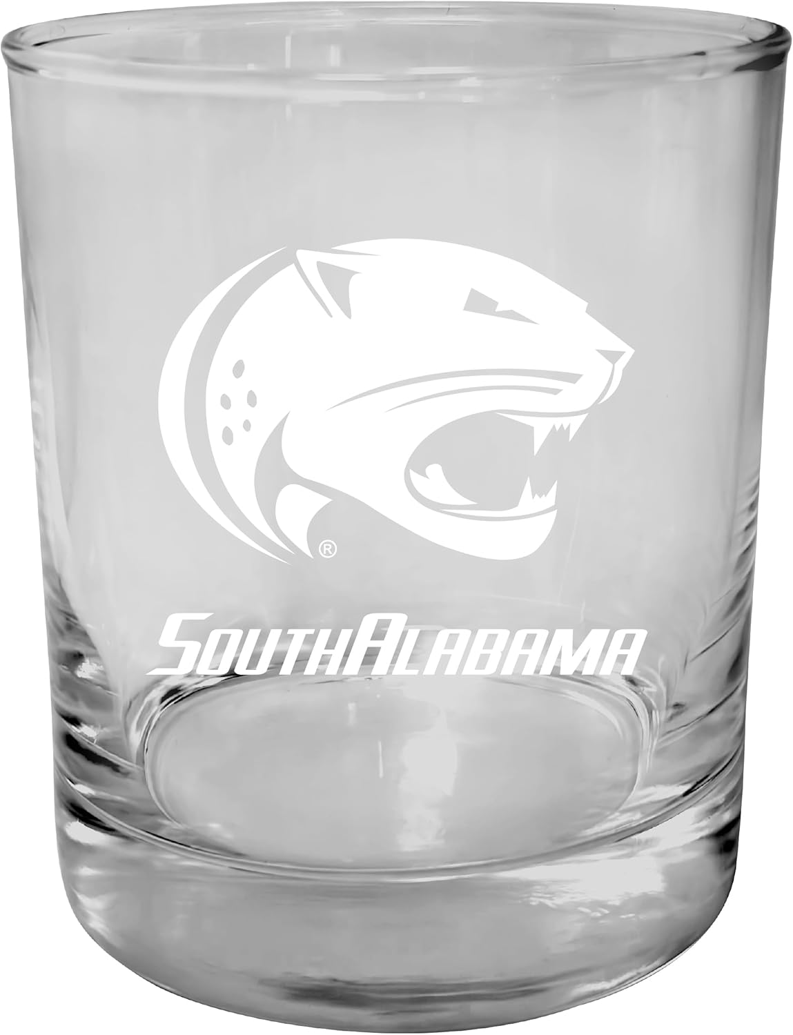 R and R Imports University of South Alabama 11 oz Round College Whiskey Glass – Officially Licensed Engraved Logo 4-Pack
