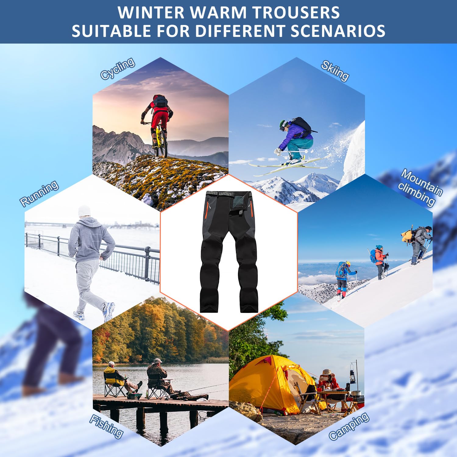 LHHMZ Pantalones cálidos de Invierno para Hombre al Aire Libre Pantalones de montaña de Forro Pantalones Casuales para Caminar y Esquiar
