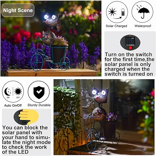 Miniatura 8 de Luz de estatua de metal de gato negro, decoración de estatua de gato negro para jardín al aire libre, para amantes de los gatos (gato negro)