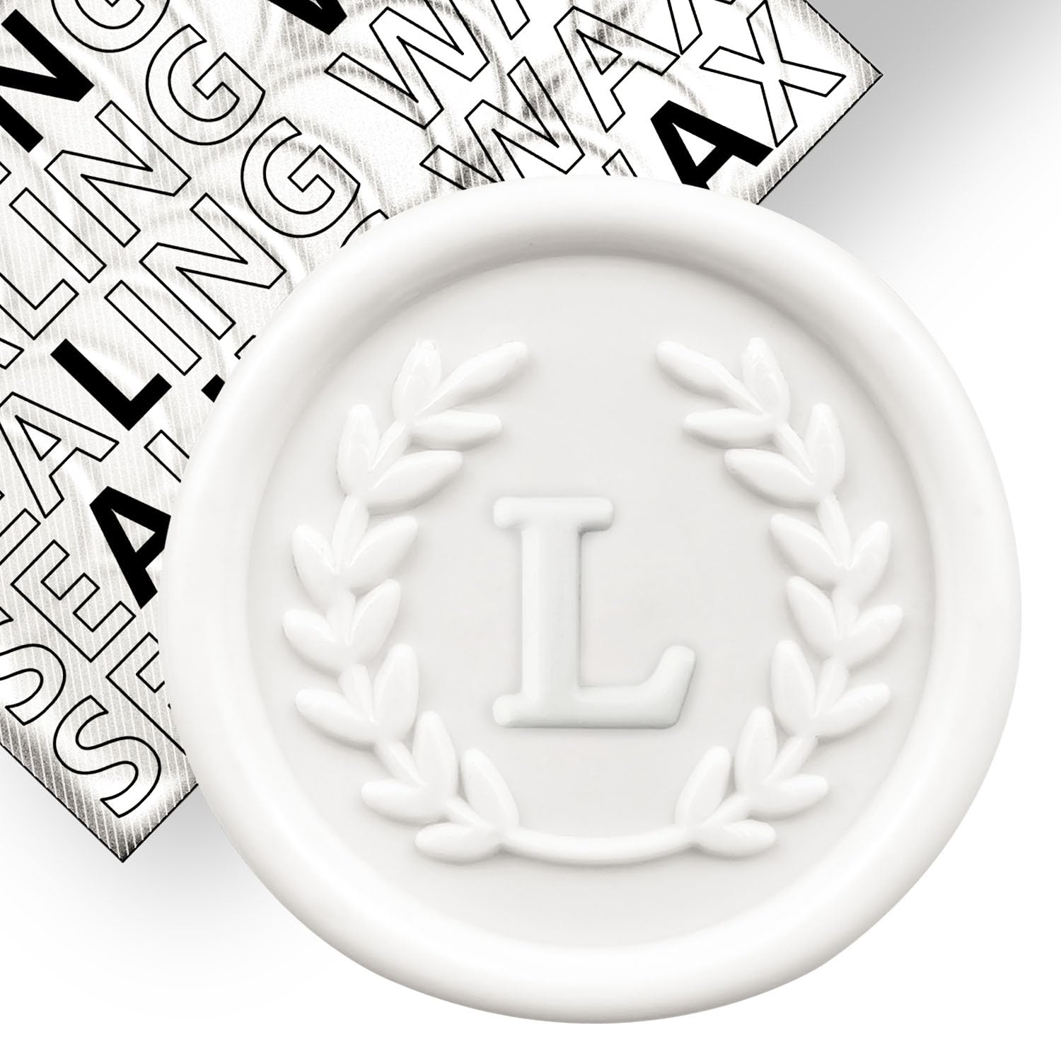 50Pcs White Letter L Adhesive Wax Seal Stickers, Hand-Made, No Need Seal Stamp, Tear and Use Wax Stickers for Wedding Invitations, Envelopes, Christmas Gift