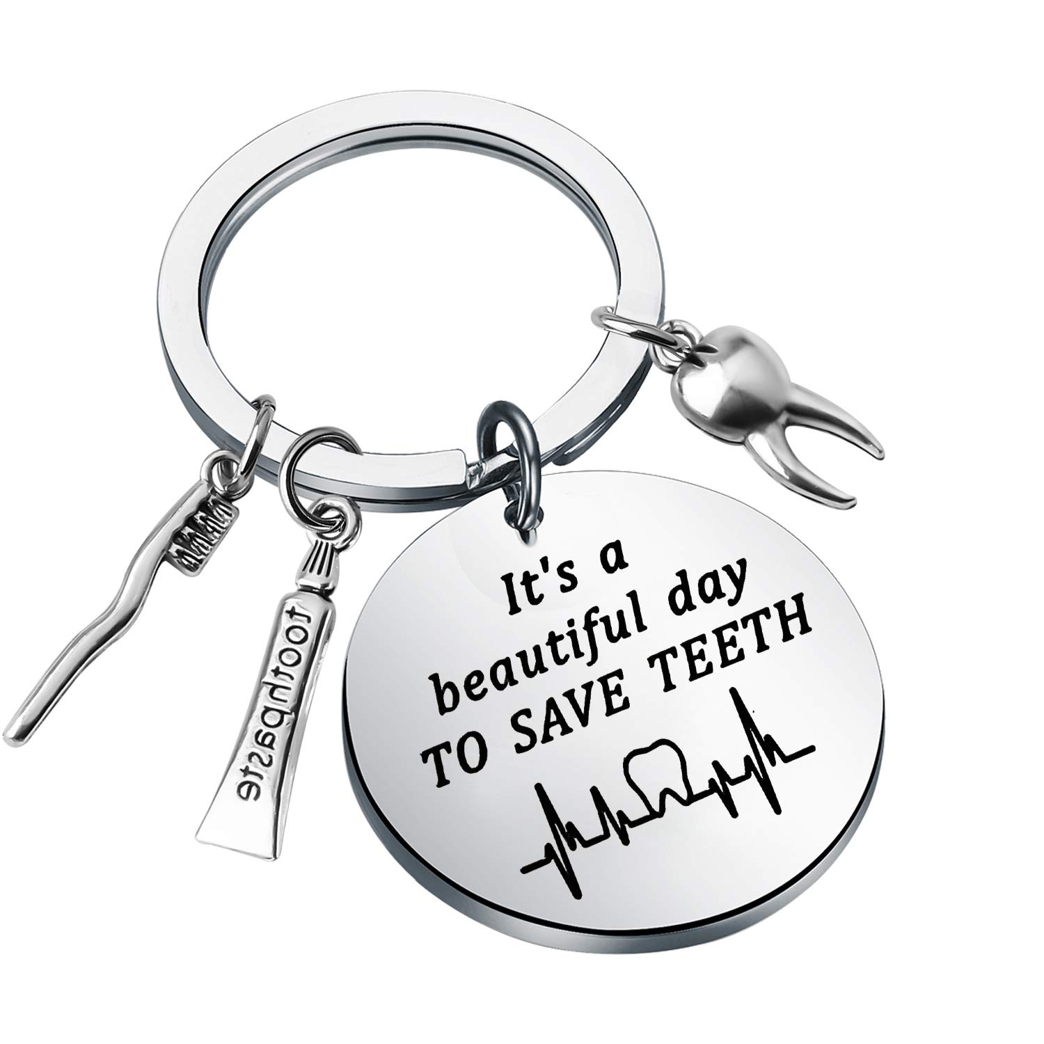 CHOOROCHOORO Dentist Gift Dental Hygienist Gift Dental Keychain It’s A Beautiful Day To Save Teeth Keychain