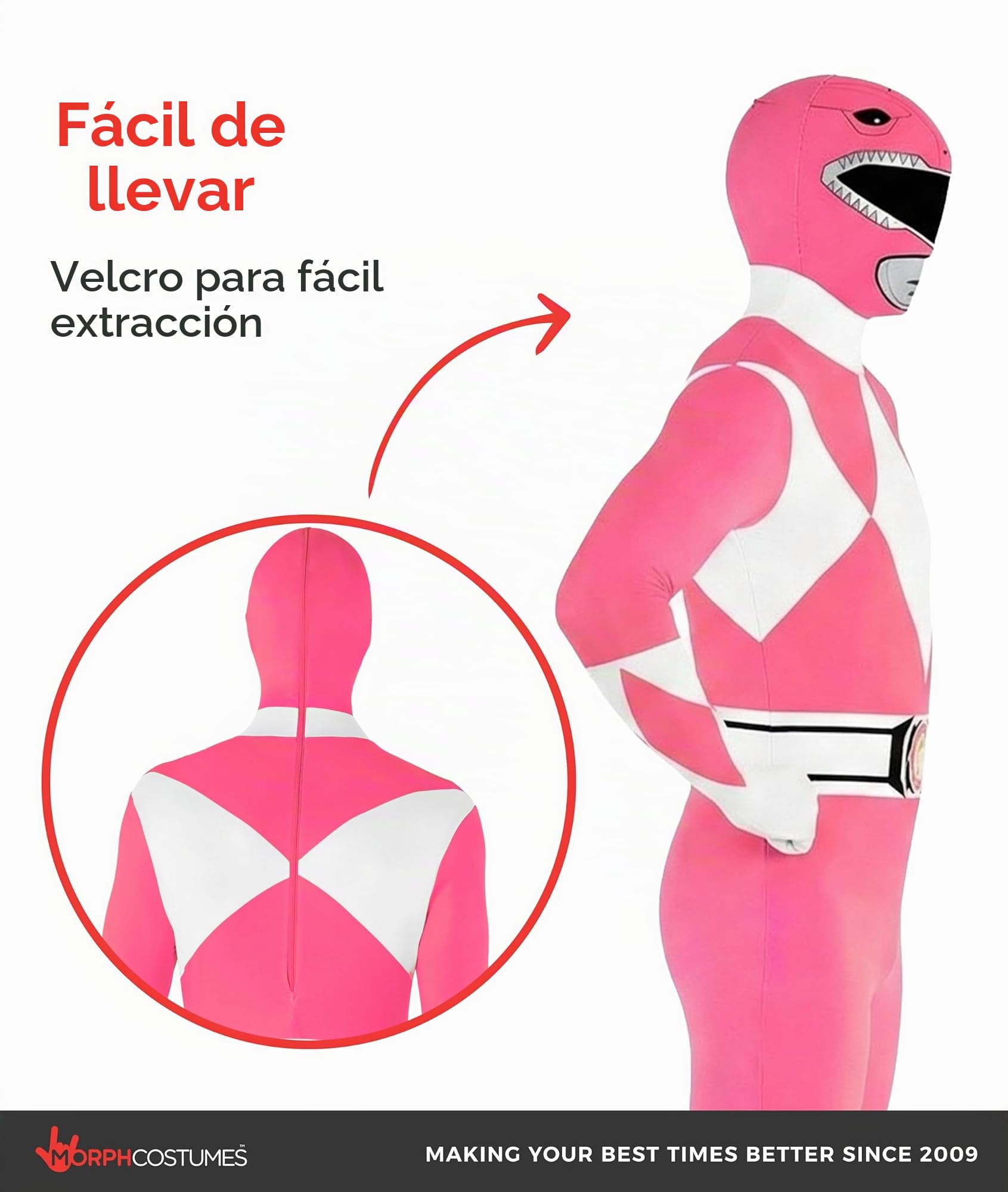 Morphsuits Disfraz Heroína Acción Rosa Mujer Adulto Traje Cuerpo Entero Capucha Cremallera Carnaval Halloween