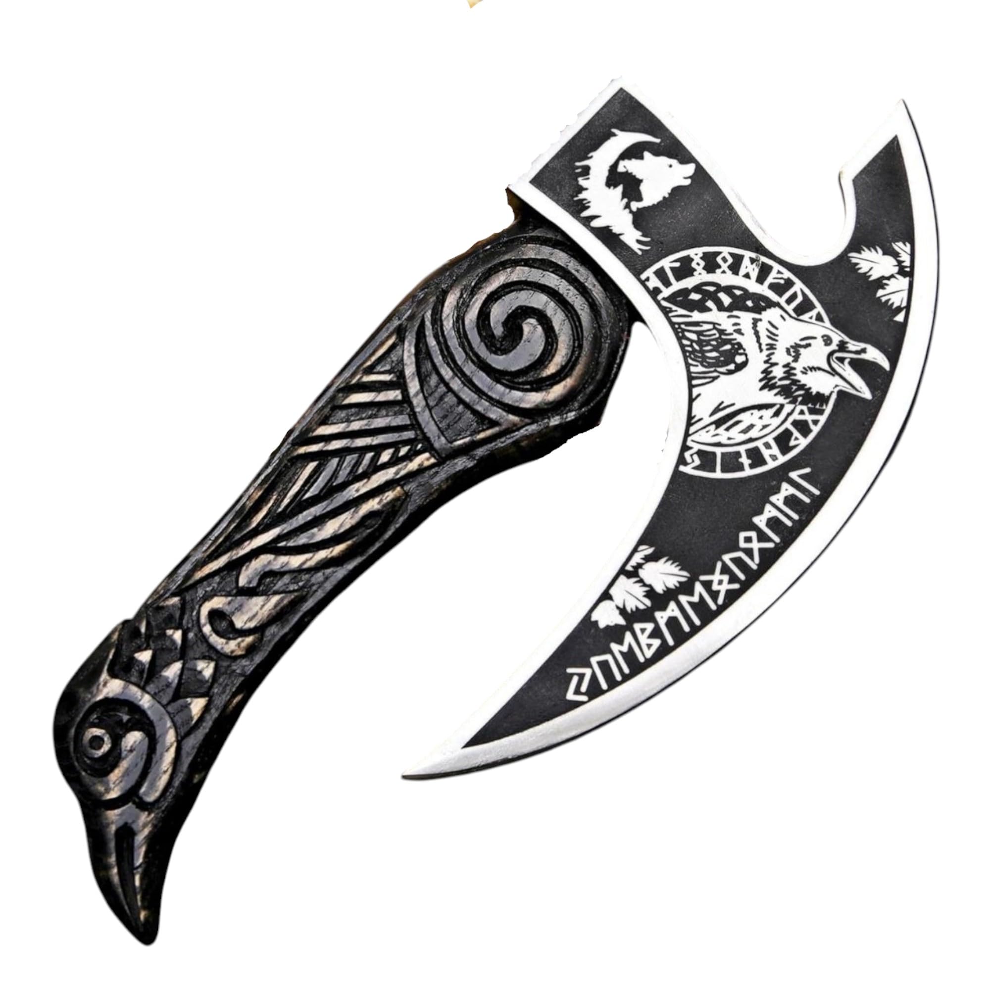SHOHASS New Rave Pizza Cutter Axe Viking Pizza Axe Beautiful Handle with Premium Leather Cover