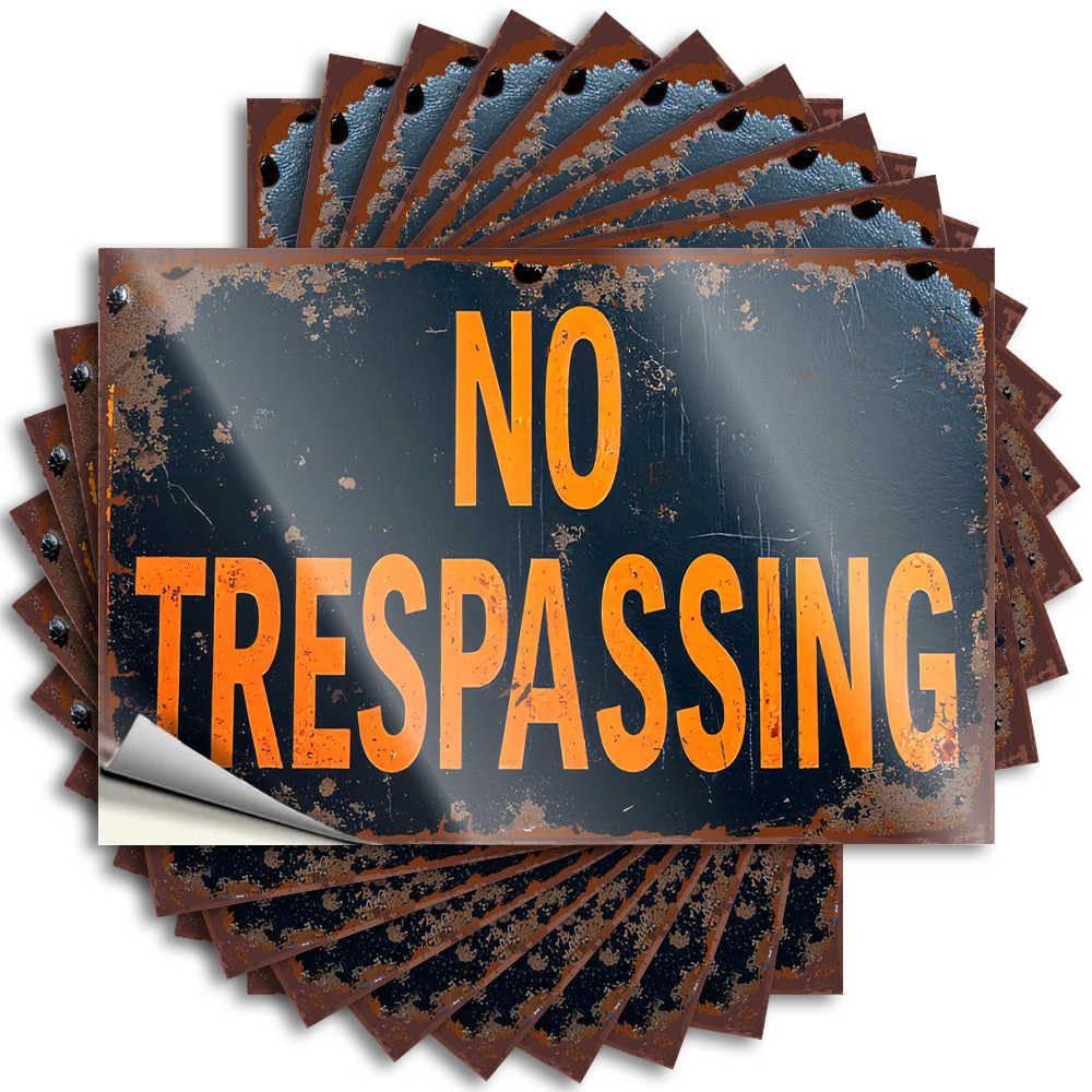 Sticker Plain Western Heavy Laptop Rusty 'no Trespassing' Warning Sign - Scratch Resistant Stickers(12X18CM)