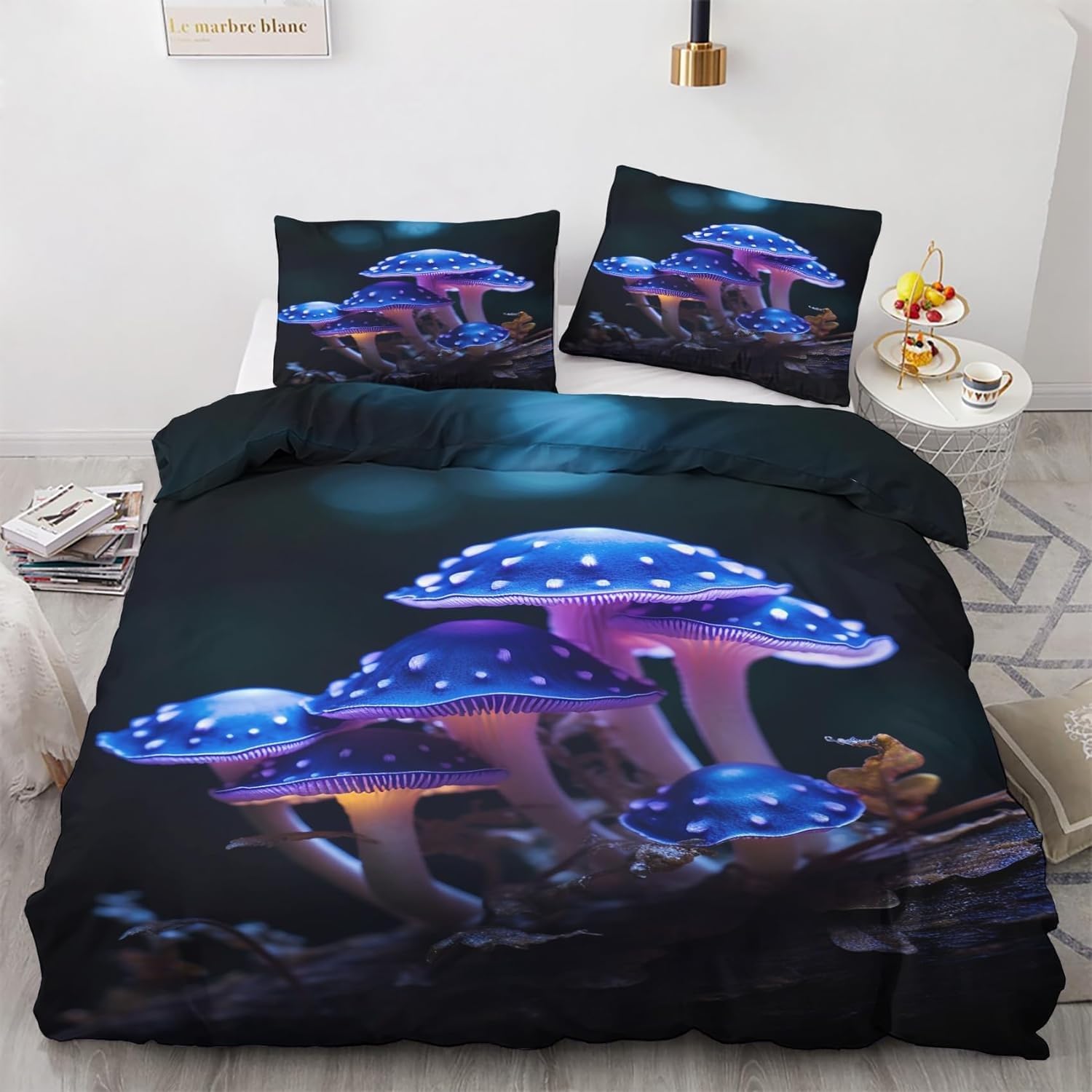 Housse de Couette 200x200 Goutte De Pluie en Microfibre avec 2 Taies d'Oreiller