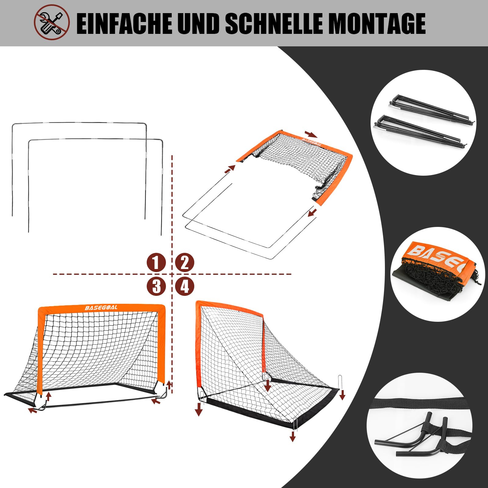 Klappbares Fußballtor Garten 150x120cm - Fussballtore für Garten mit Zielscheibe, Fussball Tor Outdoor mit Tragetasche & Erdankern - Ideal für Garten, Strand & Vereinstraining