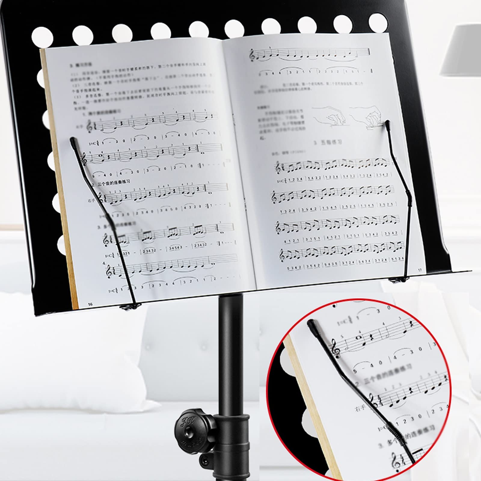 HJXGQJM Atril para Partitura Plegable Portátil Musica Metalico Soporte De Ajustables, La Orquesta De Soporte De Música Profesional Es Portátil Y Liviana,Negro con Bolsa De Transporte
