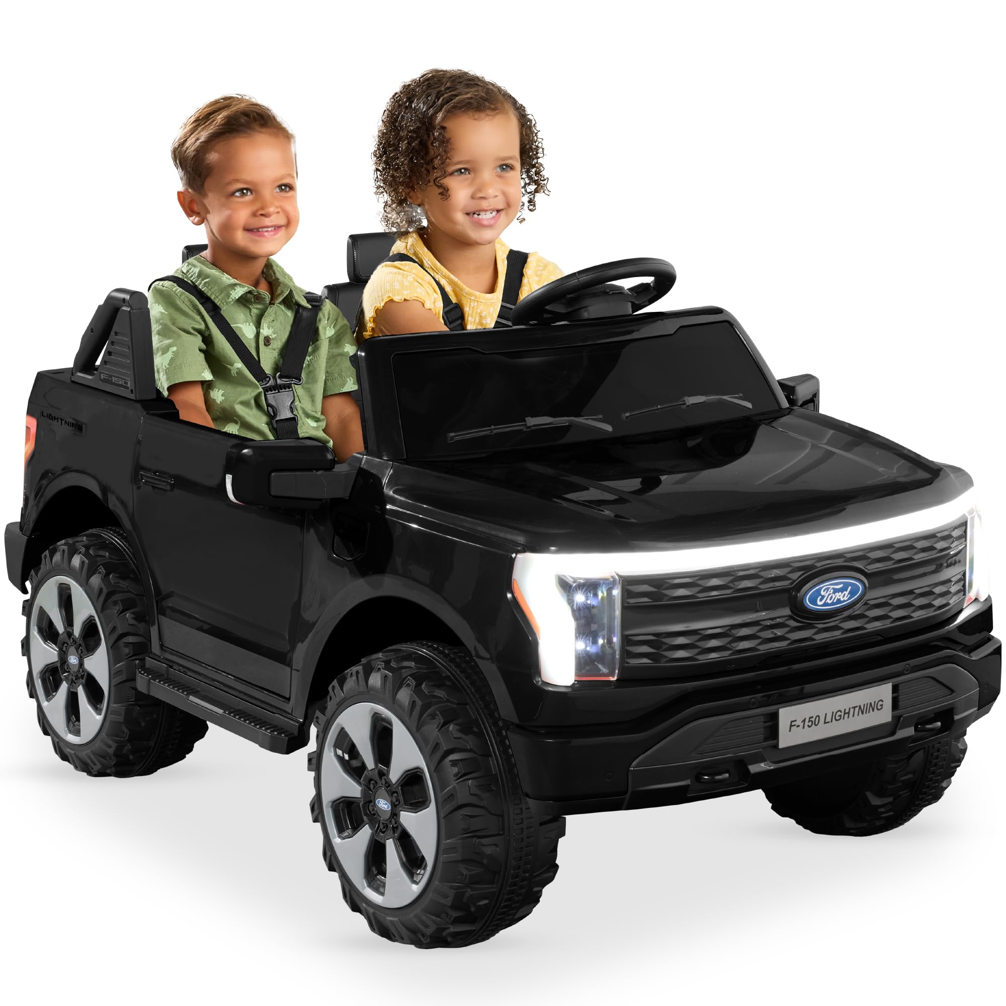 Best Choice Products Licensed Ford F-150 Lightning Truck Kids 24V 2-Seater Electric Ride On Car Toy w/ 132lb Weight Capacity, Parent Control - Black