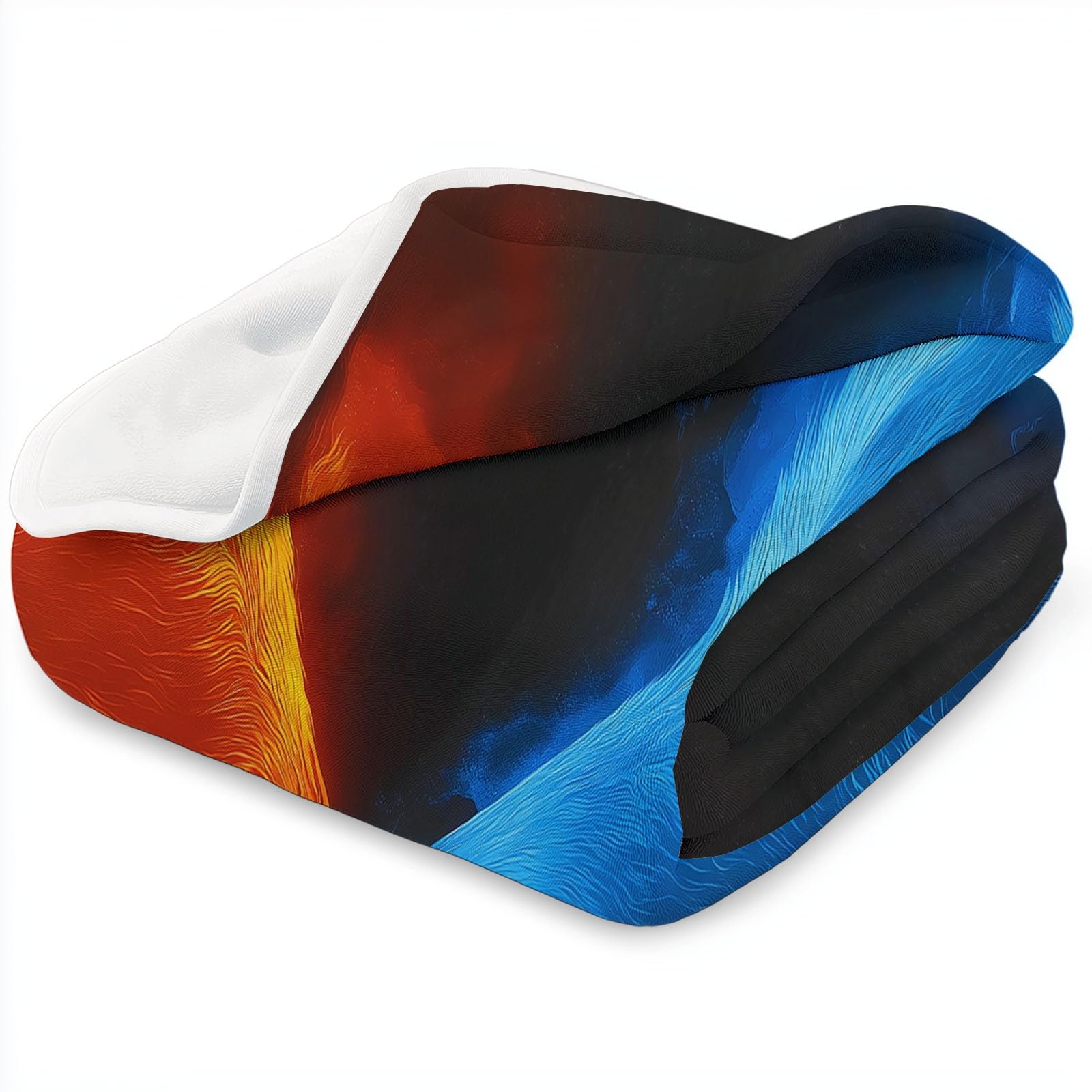 Générique Koc dla dorosłych i dzieci 200 x 200 cm, miękki koc flanelowy z nadrukiem fantastyczny lodowy wilk ogień - narzuta na sofę nadaje się do utrzymania ciepła zimą